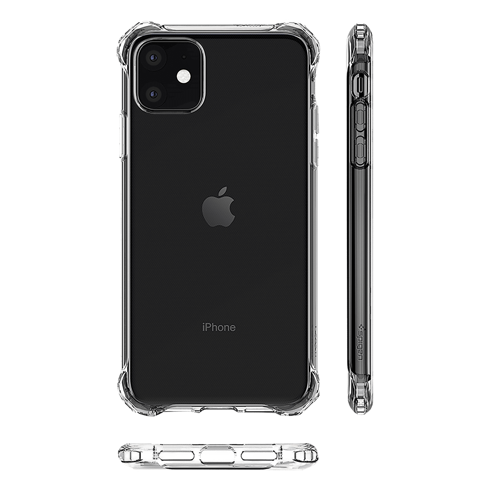 spigen Rugged Crystal TPU Back Cover for Apple iPhone 11 (Air Cushion Technology, Crystal Clear)_3