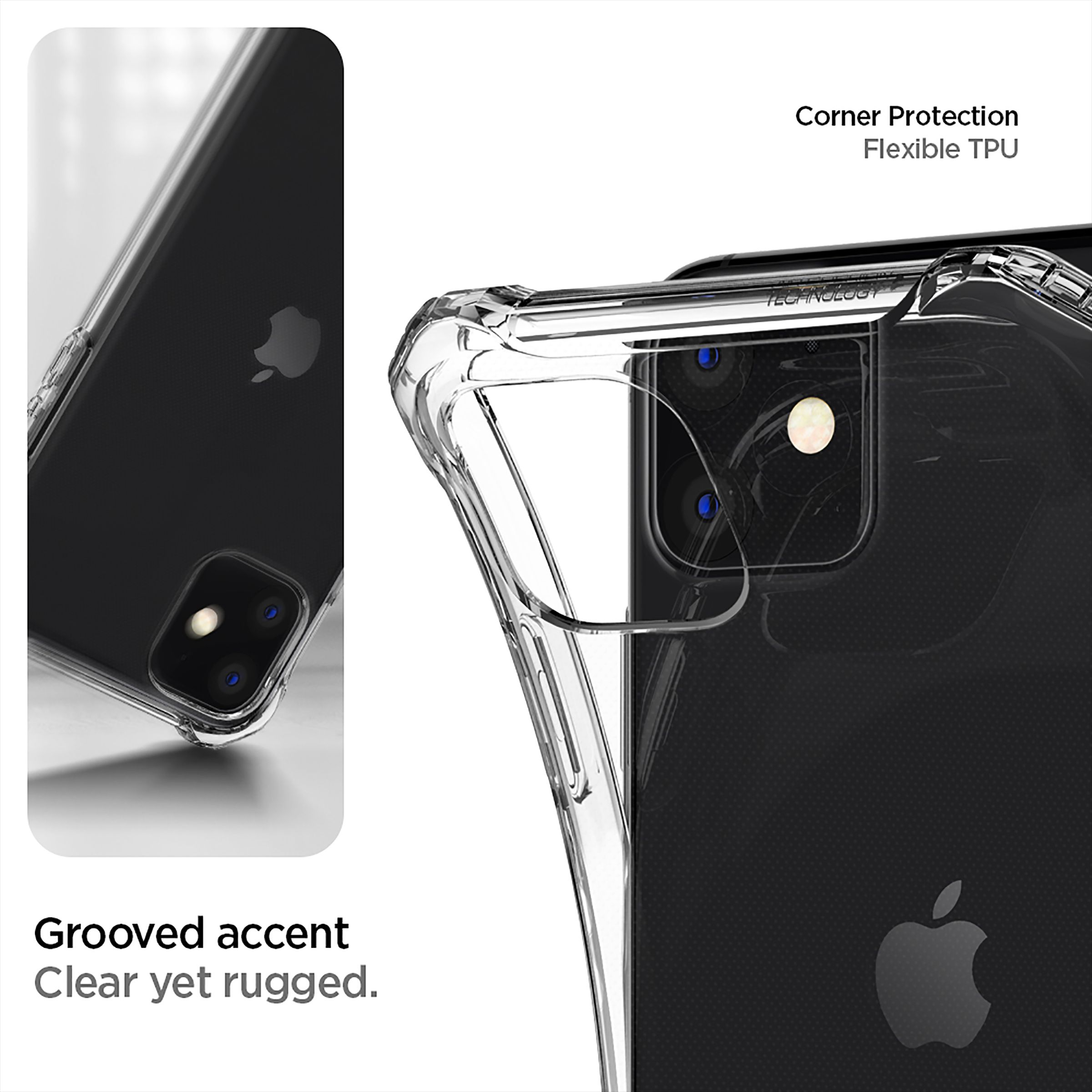 spigen Rugged Crystal TPU Back Cover for Apple iPhone 11 (Air Cushion Technology, Crystal Clear)_6