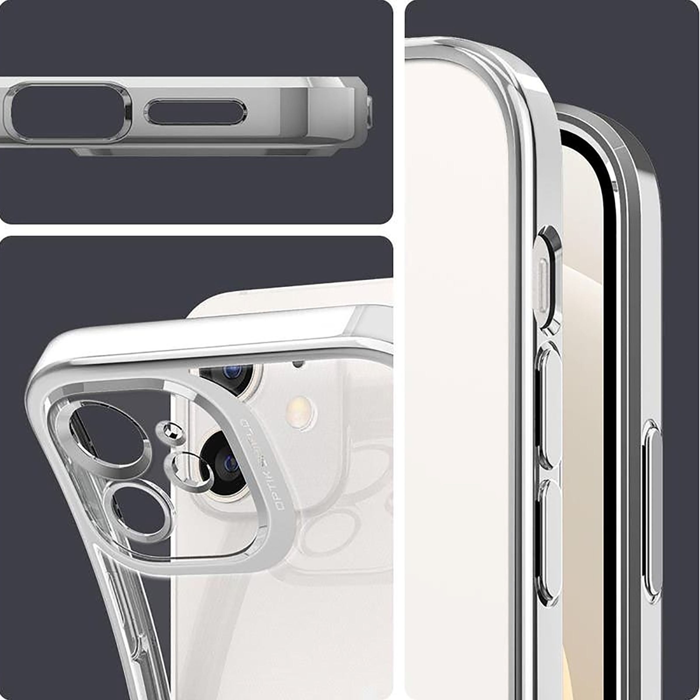 spigen Optik Crystal TPU Back Cover for Apple iPhone 12 (Air Cushion Technology, Chrome Silver)_4