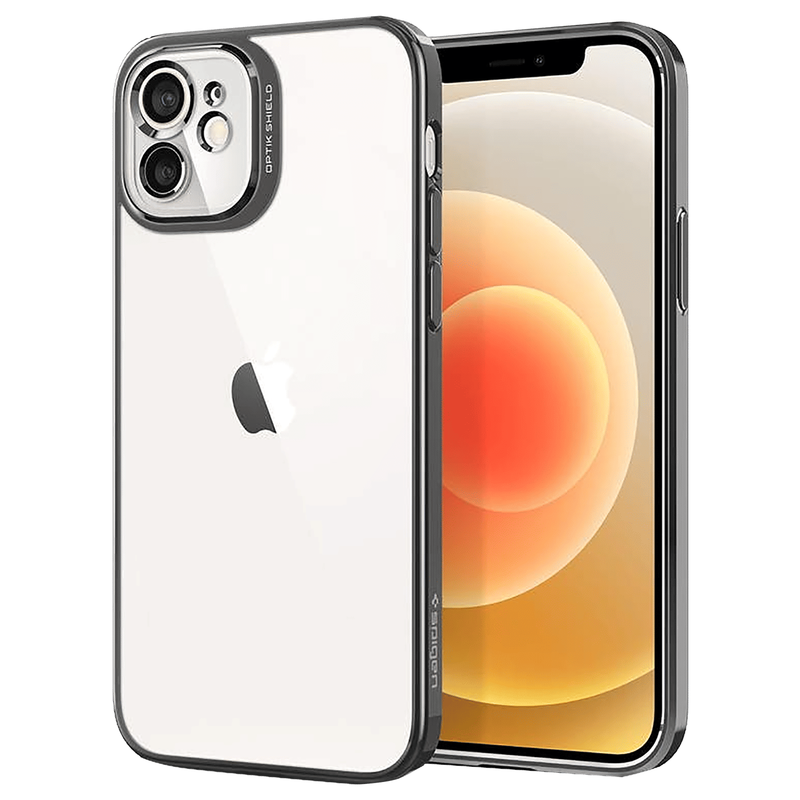 spigen Optik Crystal TPU Back Cover for Apple iPhone 12 (Air Cushion Technology, Chrome Grey)_1