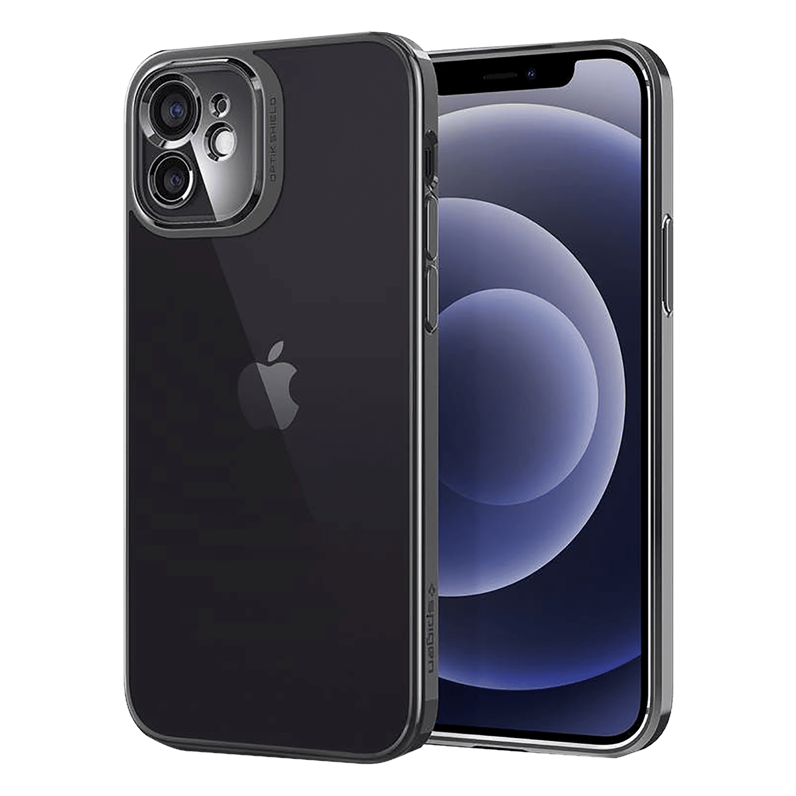 spigen Optik Crystal TPU Back Cover for Apple iPhone 12 (Air Cushion Technology, Chrome Grey)_3