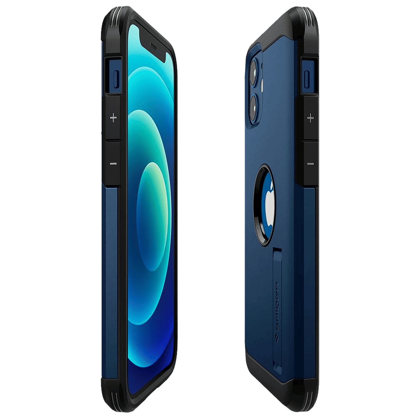 spigen Tough Armor TPU & Polycarbonate Back Case with Stand for Apple iPhone 12 Mini (Wireless Charging Compatible, Navy Blue)_7