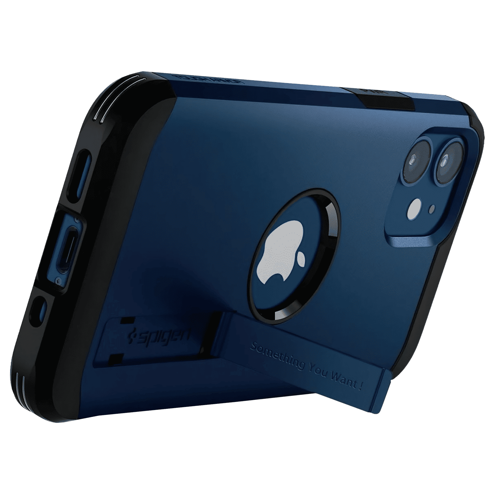 spigen Tough Armor TPU & Polycarbonate Back Case with Stand for Apple iPhone 12 Mini (Wireless Charging Compatible, Navy Blue)_8
