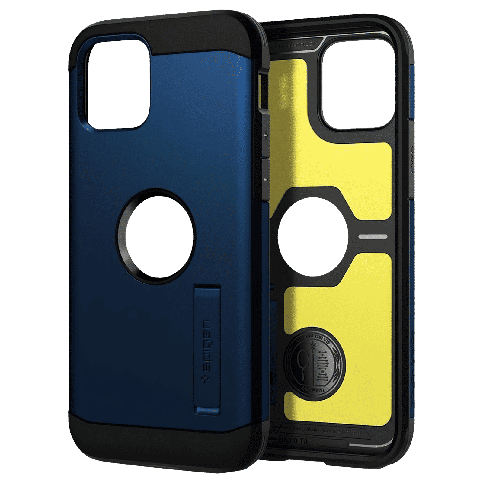 spigen Tough Armor TPU & Polycarbonate Back Case with Stand for Apple iPhone 12 Mini (Wireless Charging Compatible, Navy Blue)_10
