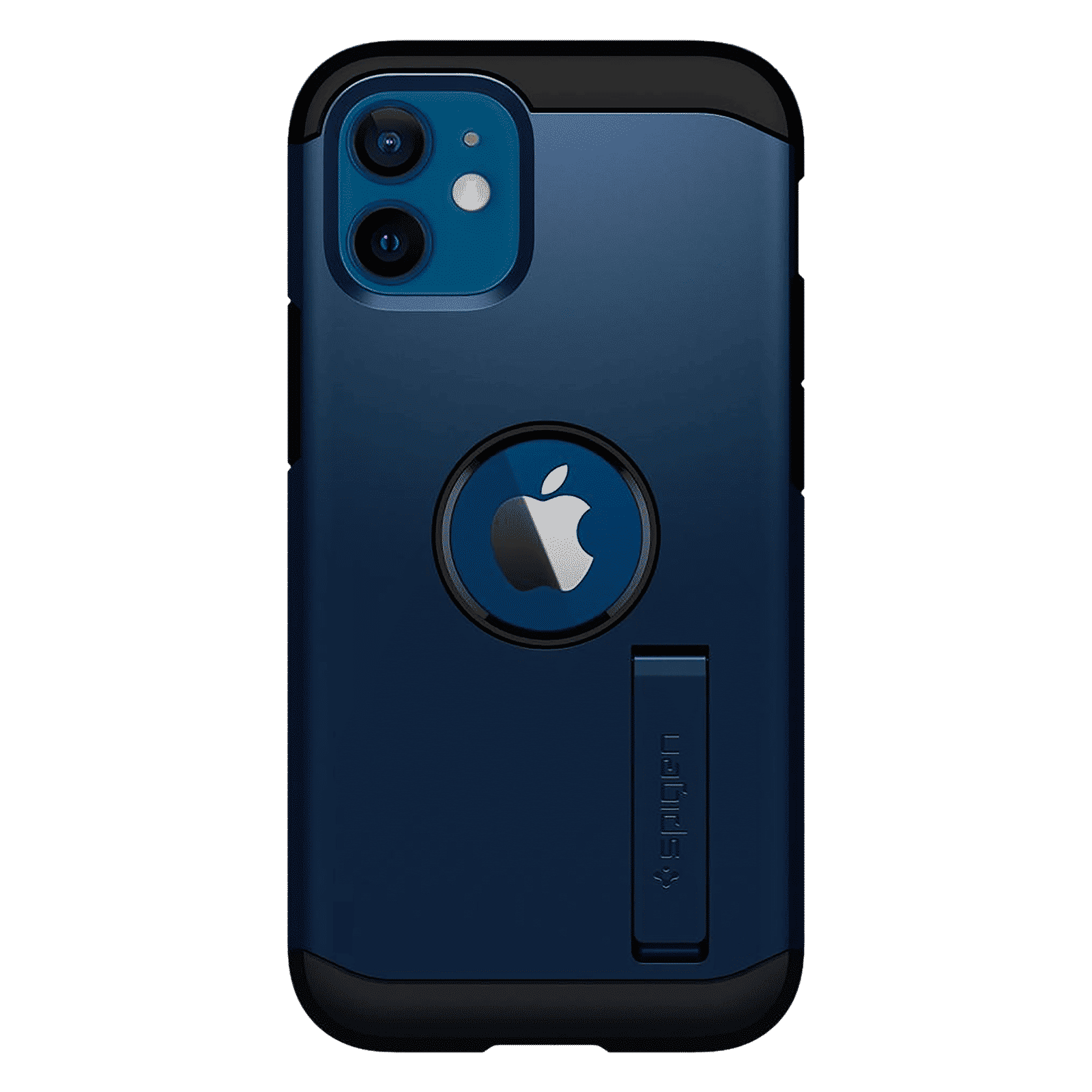 spigen Tough Armor TPU & Polycarbonate Back Case with Stand for Apple iPhone 12 Mini (Wireless Charging Compatible, Navy Blue)_4