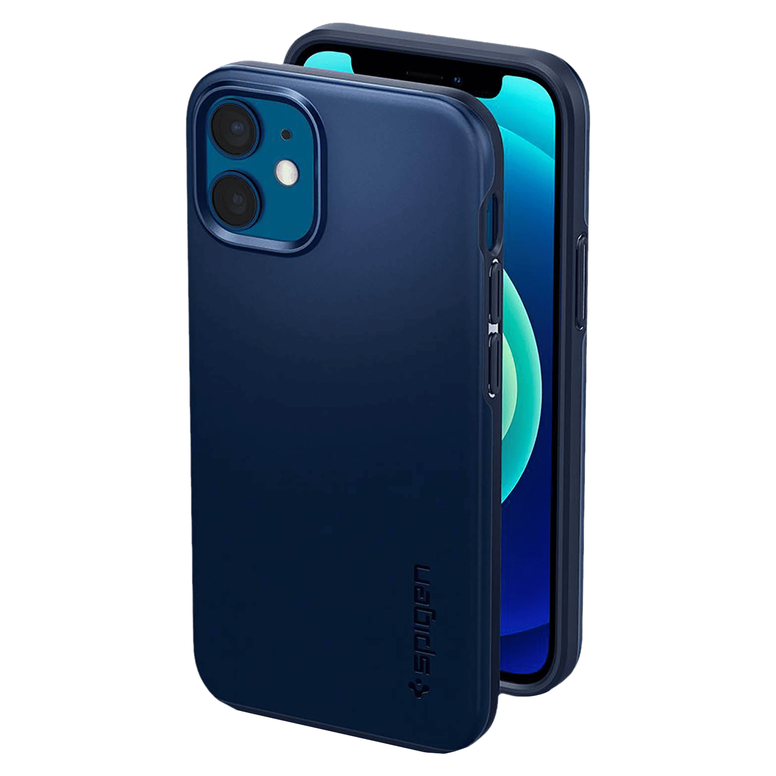 spigen Thin Fit TPU & Polycarbonate Back Cover for Apple iPhone 12 Mini (Wireless Charging Compatible, Navy Blue) spigen Thin Fit TPU & Polycarbonate Back Cover for Apple iPhone 12 Mini (Wireless Charging Compatible, Navy Blue)_7