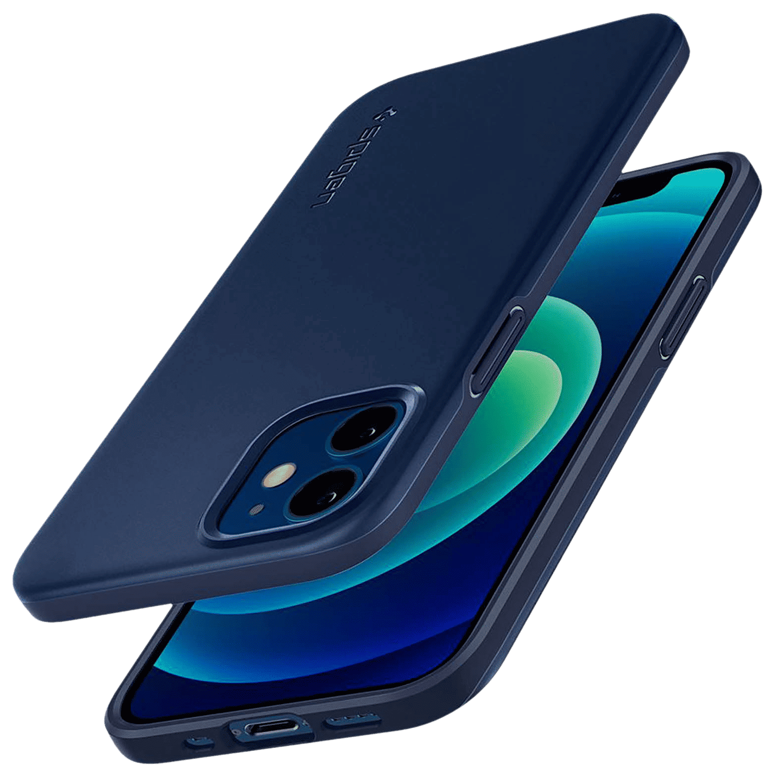spigen Thin Fit TPU & Polycarbonate Back Cover for Apple iPhone 12 Mini (Wireless Charging Compatible, Navy Blue) spigen Thin Fit TPU & Polycarbonate Back Cover for Apple iPhone 12 Mini (Wireless Charging Compatible, Navy Blue)_10