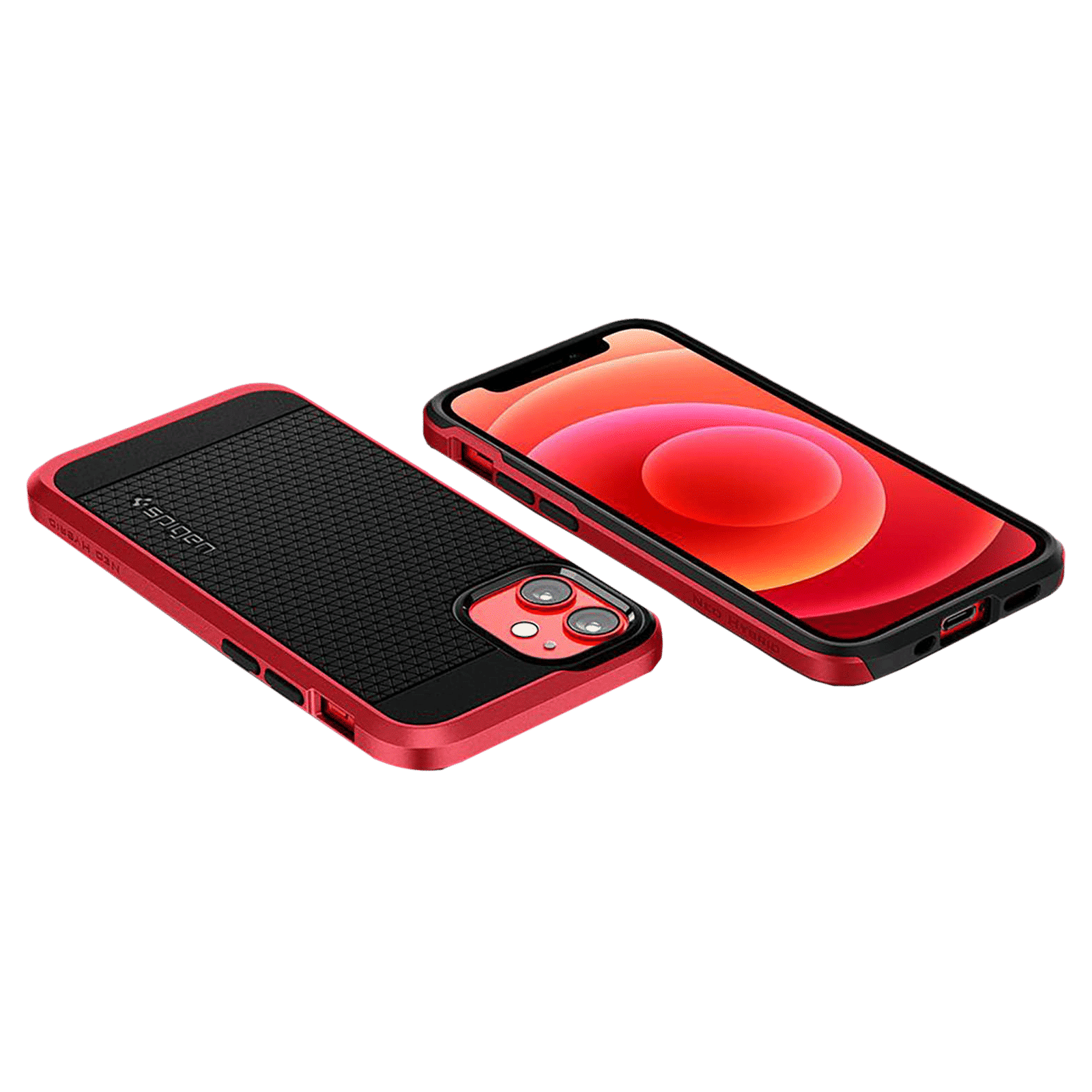 spigen Neo Hybrid TPU & Polycarbonate Back Cover for Apple iPhone 12 Mini (Wireless Charging Compatible, Red)_7