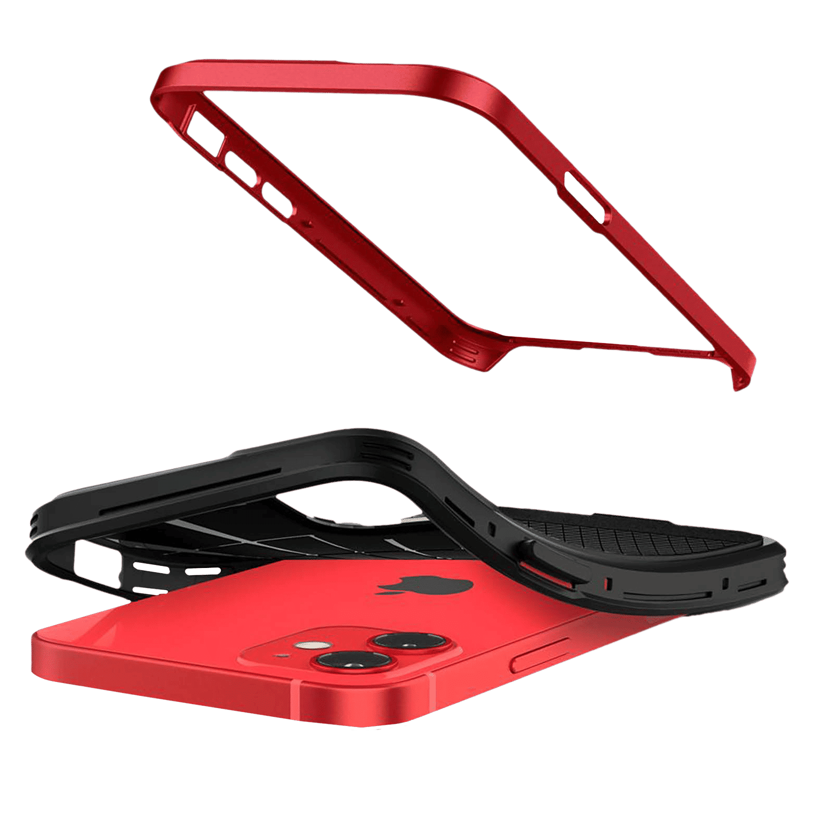spigen Neo Hybrid TPU & Polycarbonate Back Cover for Apple iPhone 12 Mini (Wireless Charging Compatible, Red)_10