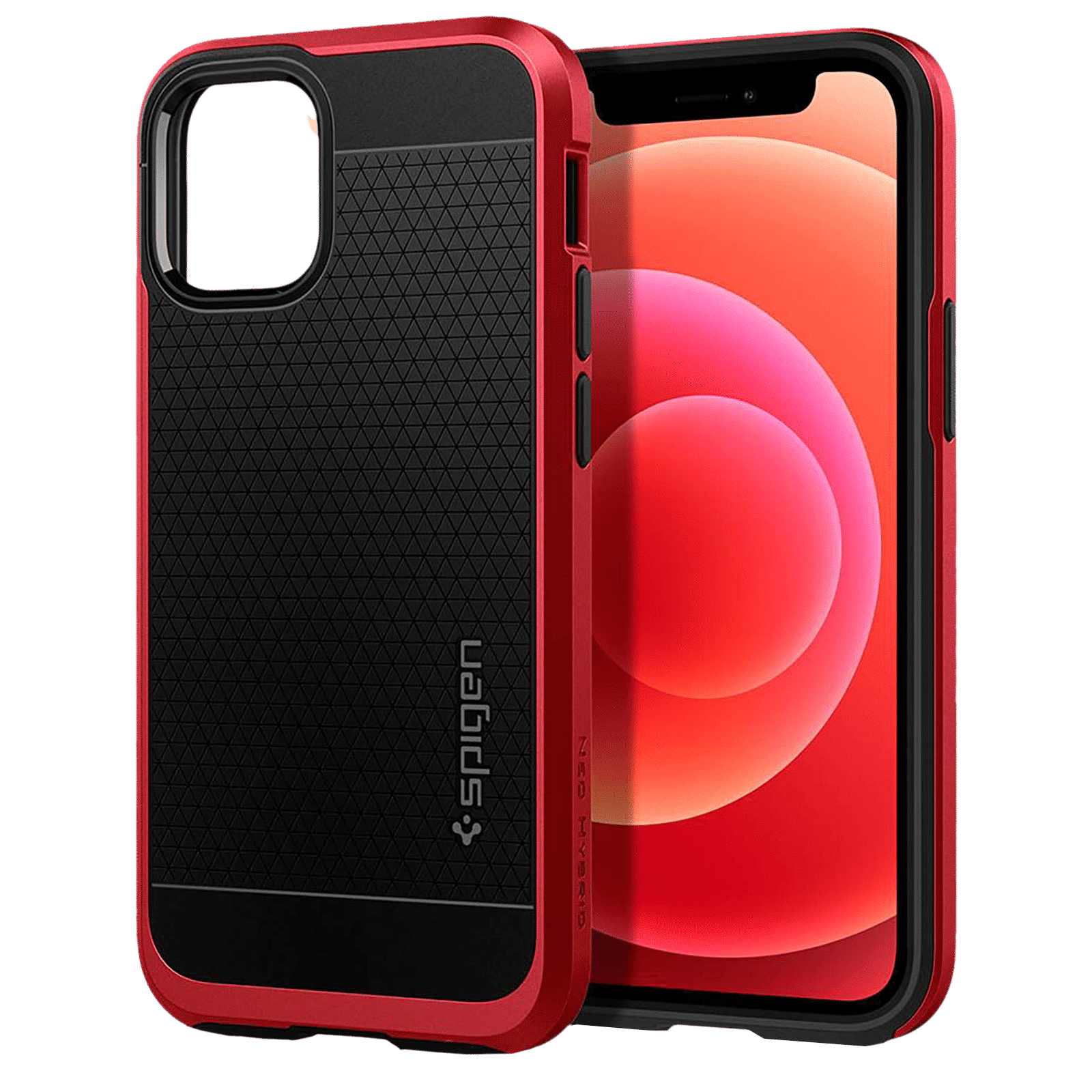 spigen Neo Hybrid TPU & Polycarbonate Back Cover for Apple iPhone 12 Mini (Wireless Charging Compatible, Red)_11