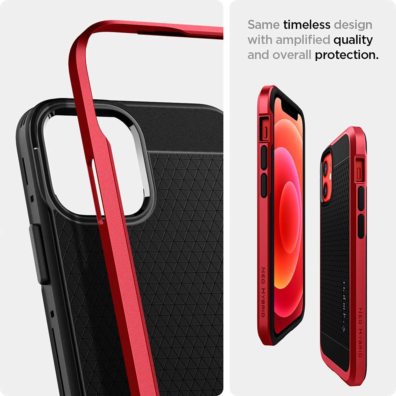 spigen Neo Hybrid TPU & Polycarbonate Back Cover for Apple iPhone 12 Mini (Wireless Charging Compatible, Red)_15