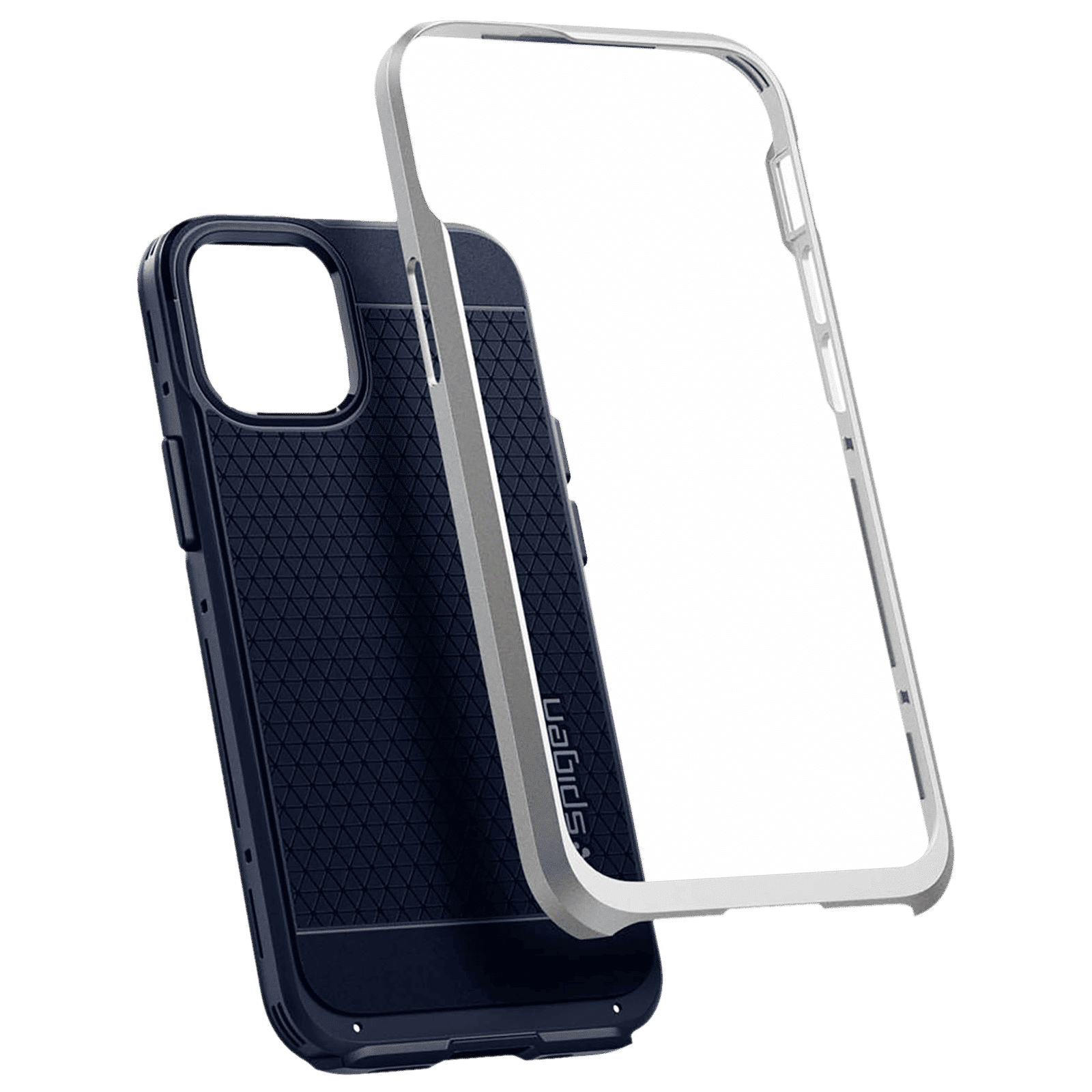 spigen Neo Hybrid TPU & Polycarbonate Back Cover for Apple iPhone 12 Mini (Wireless Charging Compatible, Satin Silver)_8