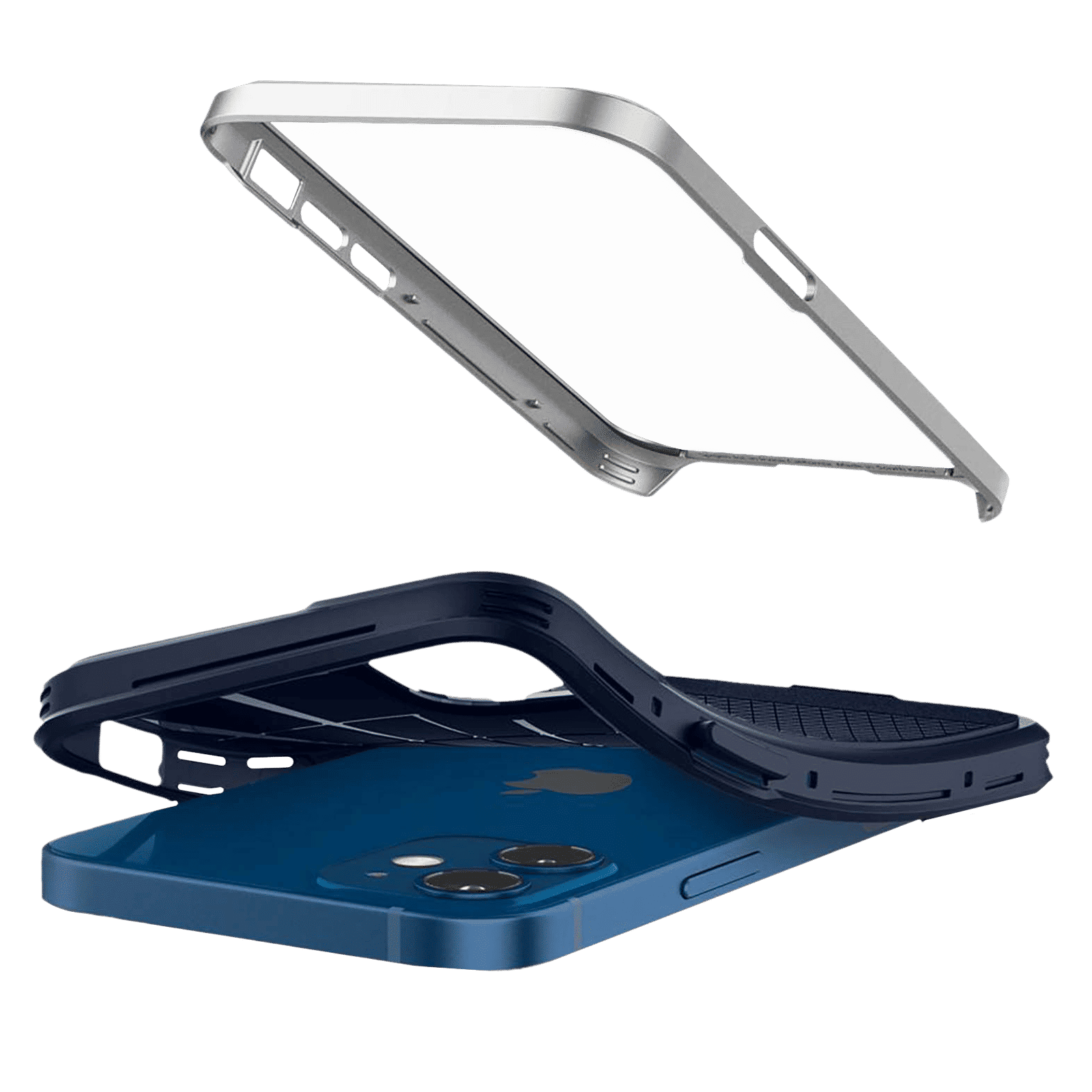 spigen Neo Hybrid TPU & Polycarbonate Back Cover for Apple iPhone 12 Mini (Wireless Charging Compatible, Satin Silver)_10