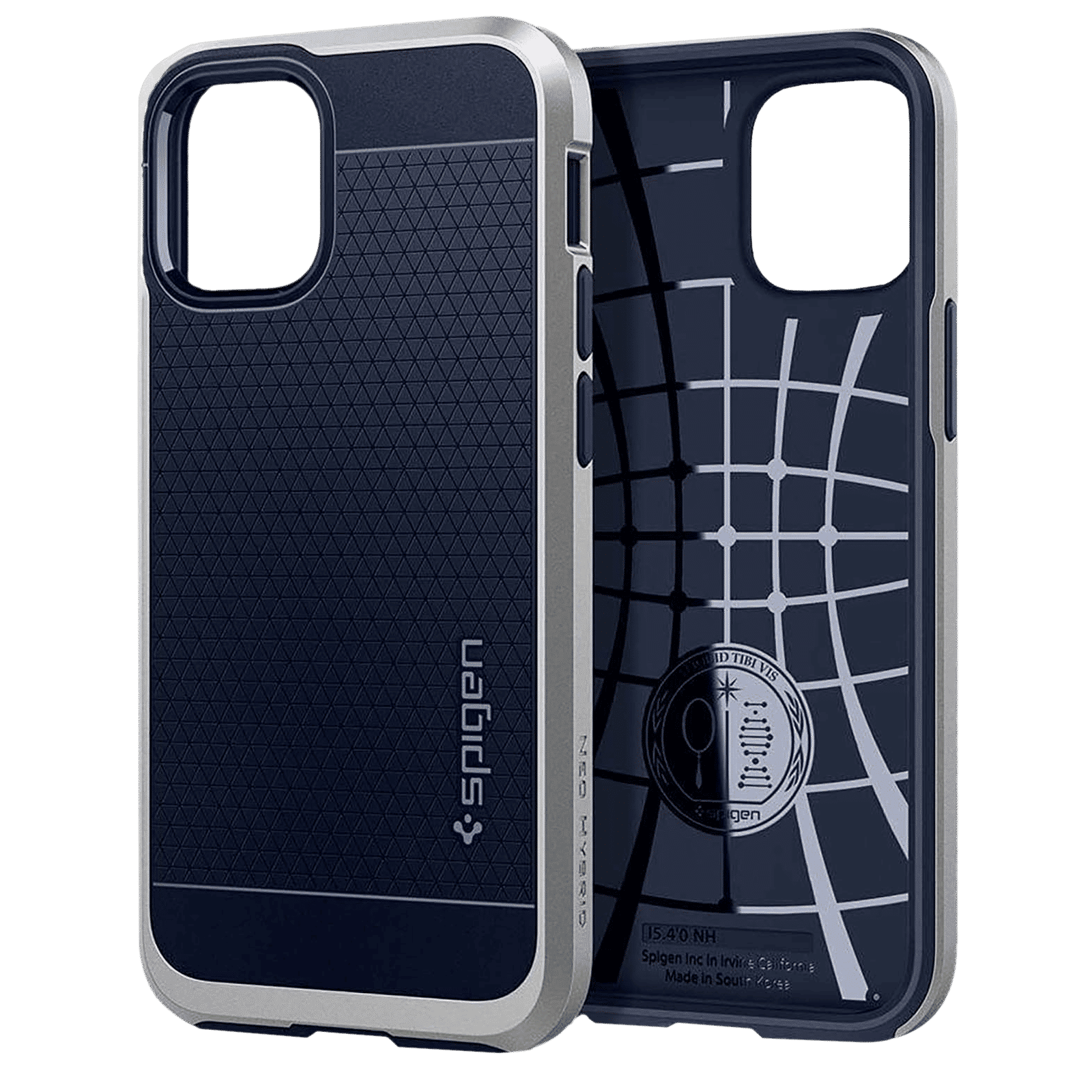 spigen Neo Hybrid TPU & Polycarbonate Back Cover for Apple iPhone 12 Mini (Wireless Charging Compatible, Satin Silver)_12