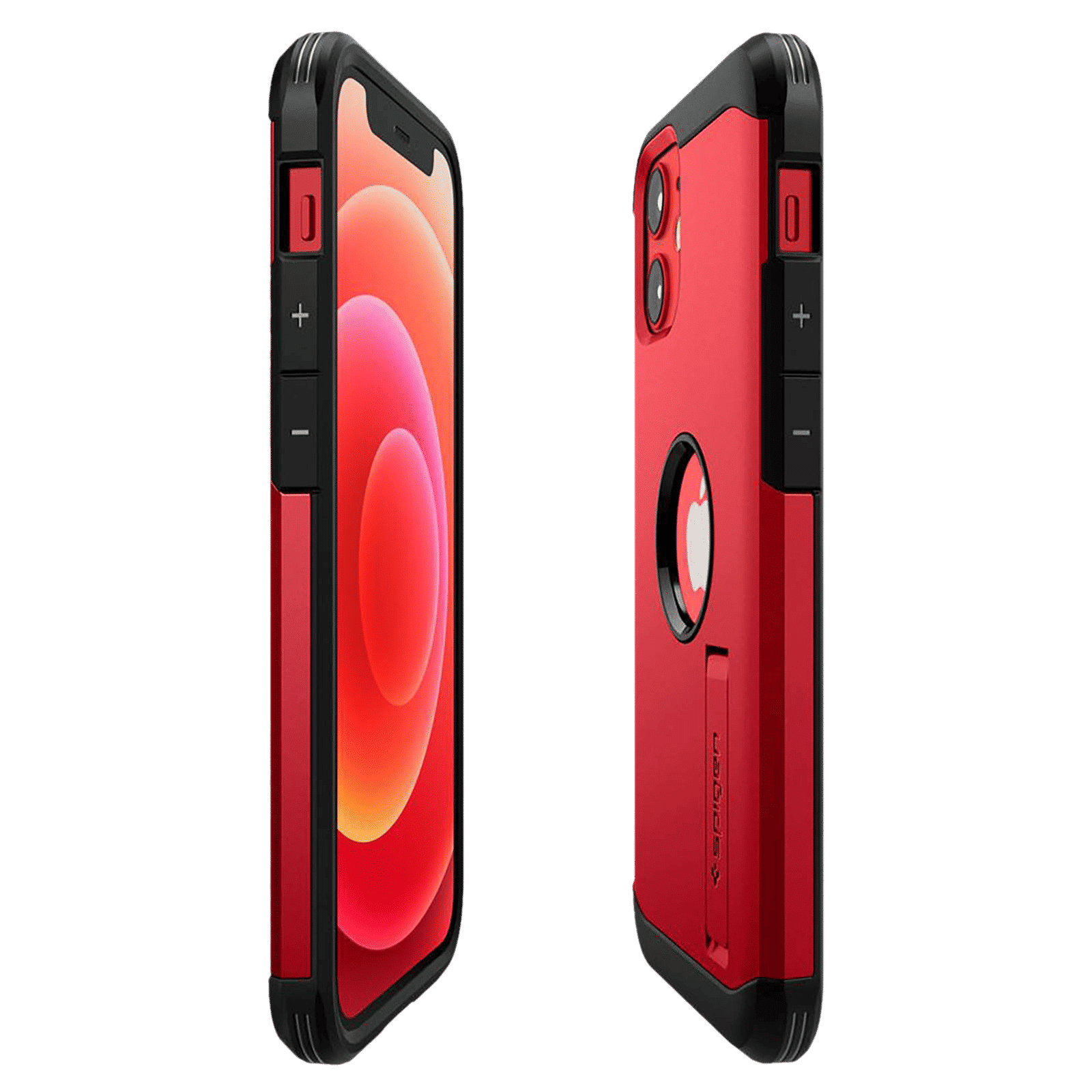 spigen Tough Armor TPU & Polycarbonate Back Case with Stand for Apple iPhone 12 Mini (Wireless Charging Compatible, Red)_8
