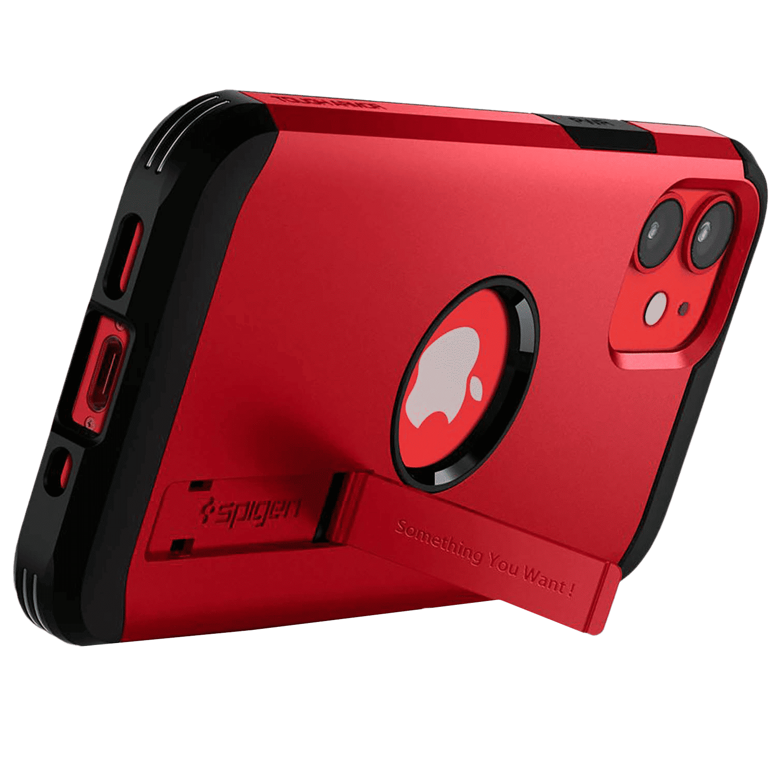 spigen Tough Armor TPU & Polycarbonate Back Case with Stand for Apple iPhone 12 Mini (Wireless Charging Compatible, Red)_9