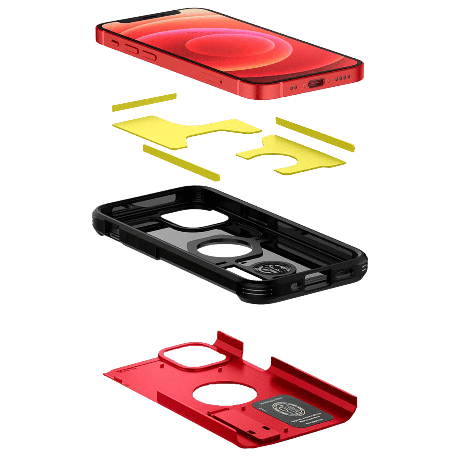 spigen Tough Armor TPU & Polycarbonate Back Case with Stand for Apple iPhone 12 Mini (Wireless Charging Compatible, Red)_11