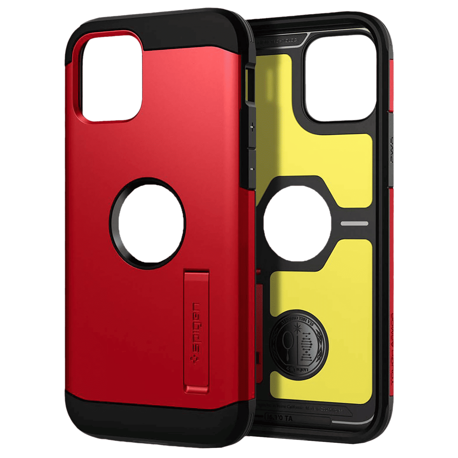 spigen Tough Armor TPU & Polycarbonate Back Case with Stand for Apple iPhone 12 Mini (Wireless Charging Compatible, Red)_12