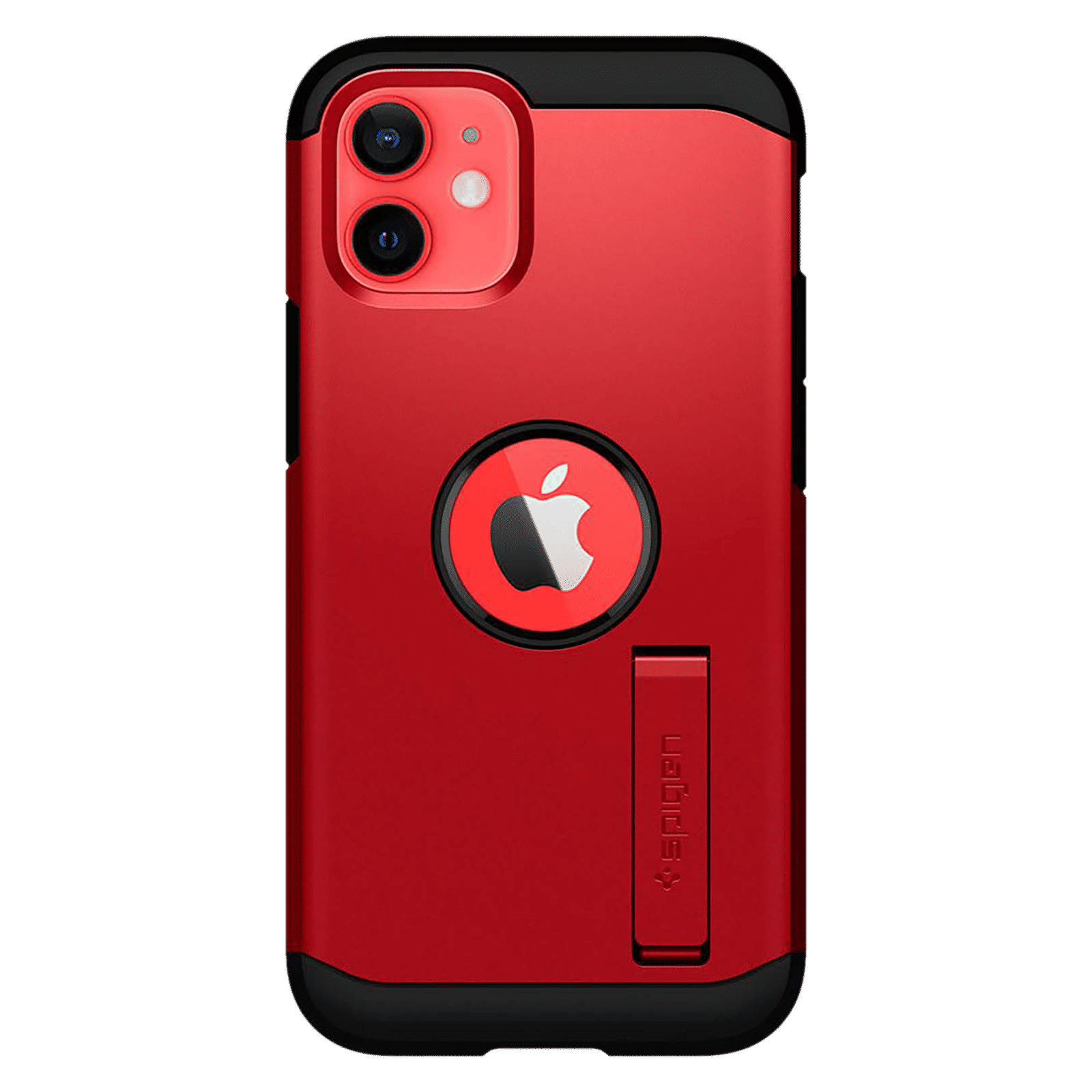 spigen Tough Armor TPU & Polycarbonate Back Case with Stand for Apple iPhone 12 Mini (Wireless Charging Compatible, Red)_4