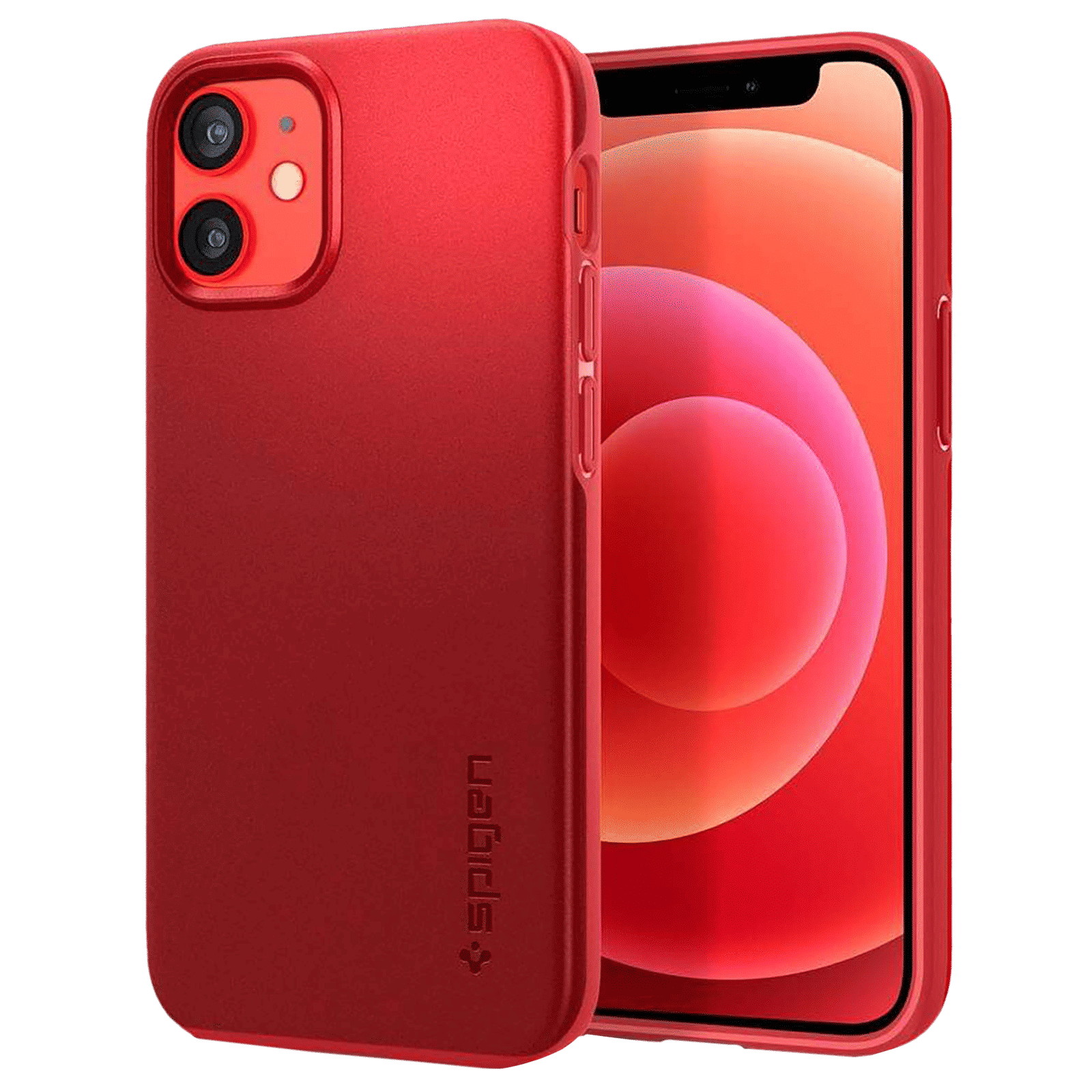 spigen Thin Fit TPU & Polycarbonate Back Cover for Apple iPhone 12 Mini (Wireless Charging Compatible, Red) spigen Thin Fit TPU & Polycarbonate Back Cover for Apple iPhone 12 Mini (Wireless Charging Compatible, Red)_1