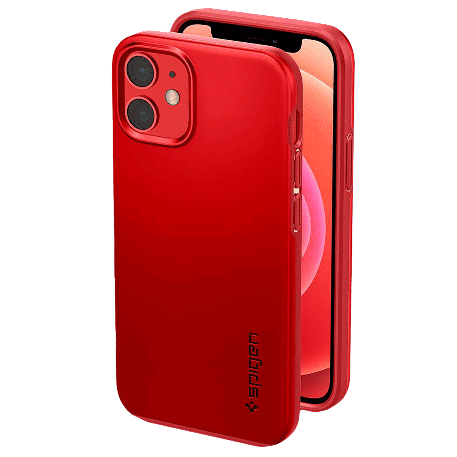 spigen Thin Fit TPU & Polycarbonate Back Cover for Apple iPhone 12 Mini (Wireless Charging Compatible, Red) spigen Thin Fit TPU & Polycarbonate Back Cover for Apple iPhone 12 Mini (Wireless Charging Compatible, Red)_8