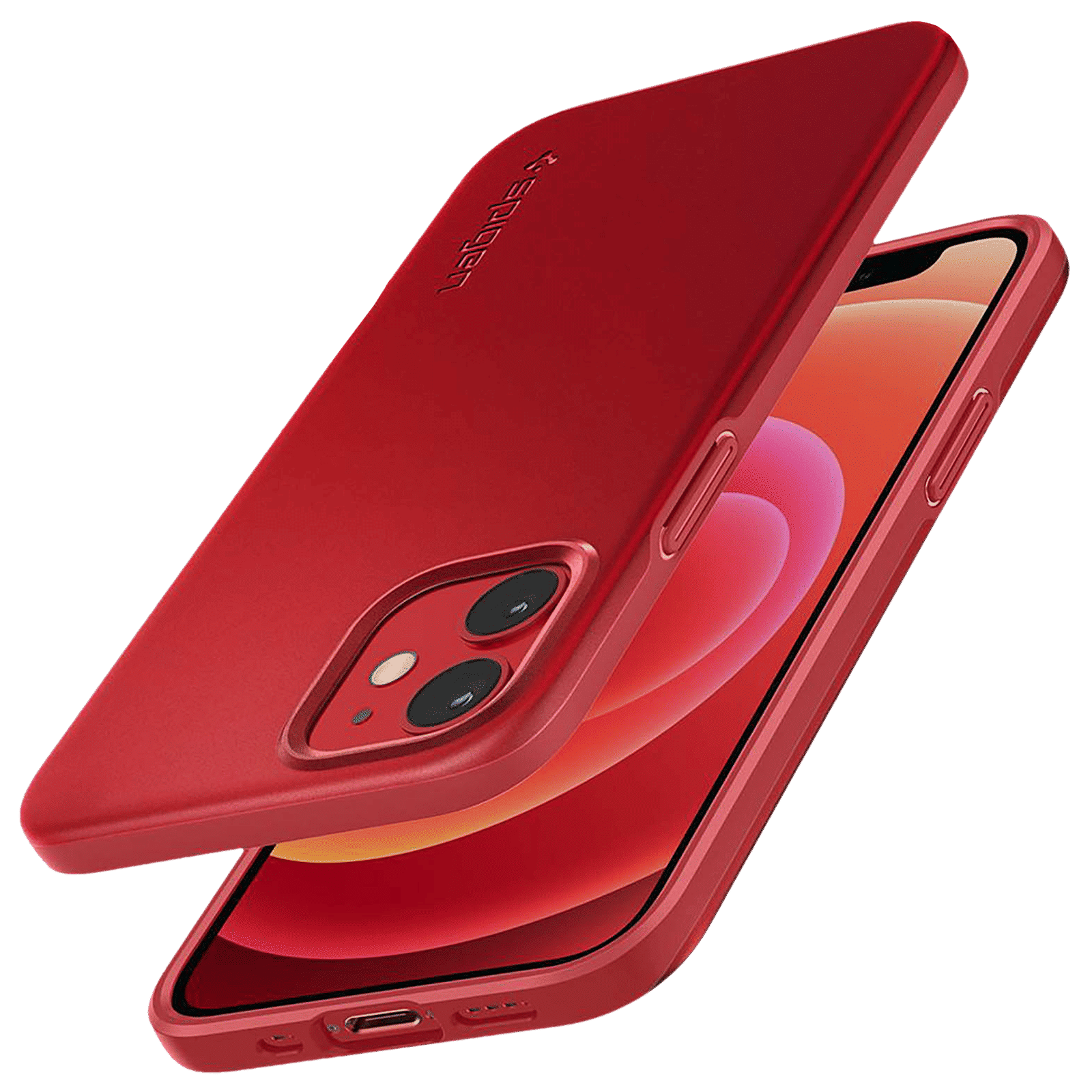spigen Thin Fit TPU & Polycarbonate Back Cover for Apple iPhone 12 Mini (Wireless Charging Compatible, Red) spigen Thin Fit TPU & Polycarbonate Back Cover for Apple iPhone 12 Mini (Wireless Charging Compatible, Red)_11