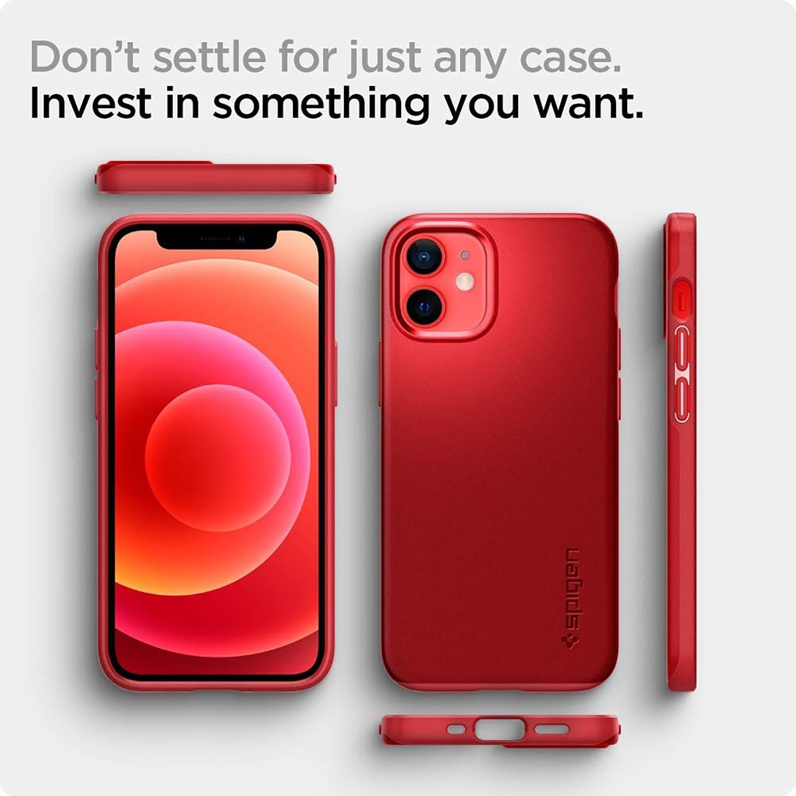 spigen Thin Fit TPU & Polycarbonate Back Cover for Apple iPhone 12 Mini (Wireless Charging Compatible, Red) spigen Thin Fit TPU & Polycarbonate Back Cover for Apple iPhone 12 Mini (Wireless Charging Compatible, Red)_16