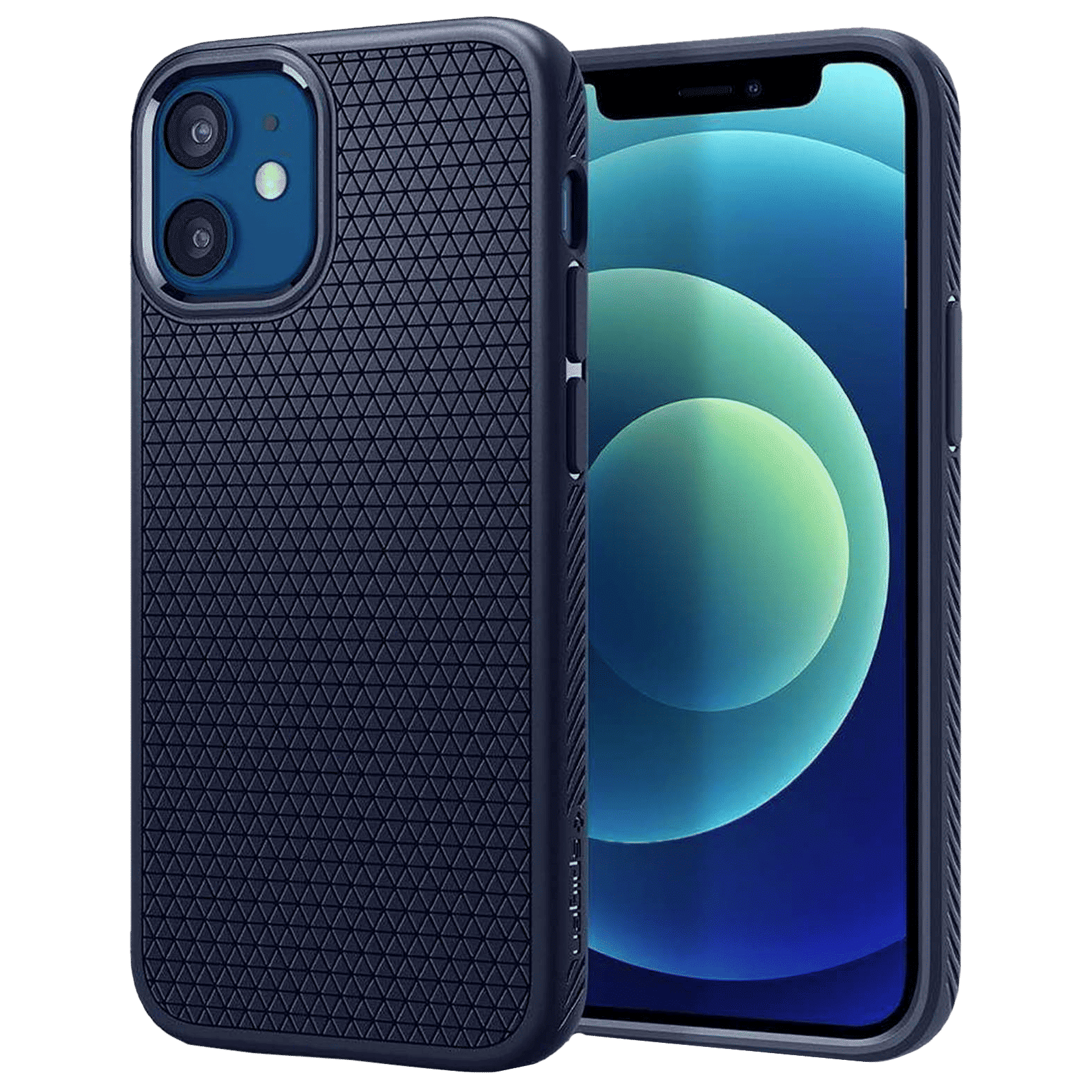 spigen Liquid Air TPU Back Cover for Apple iPhone 12 Mini (Supports Wireless Charging, Navy Blue)_1