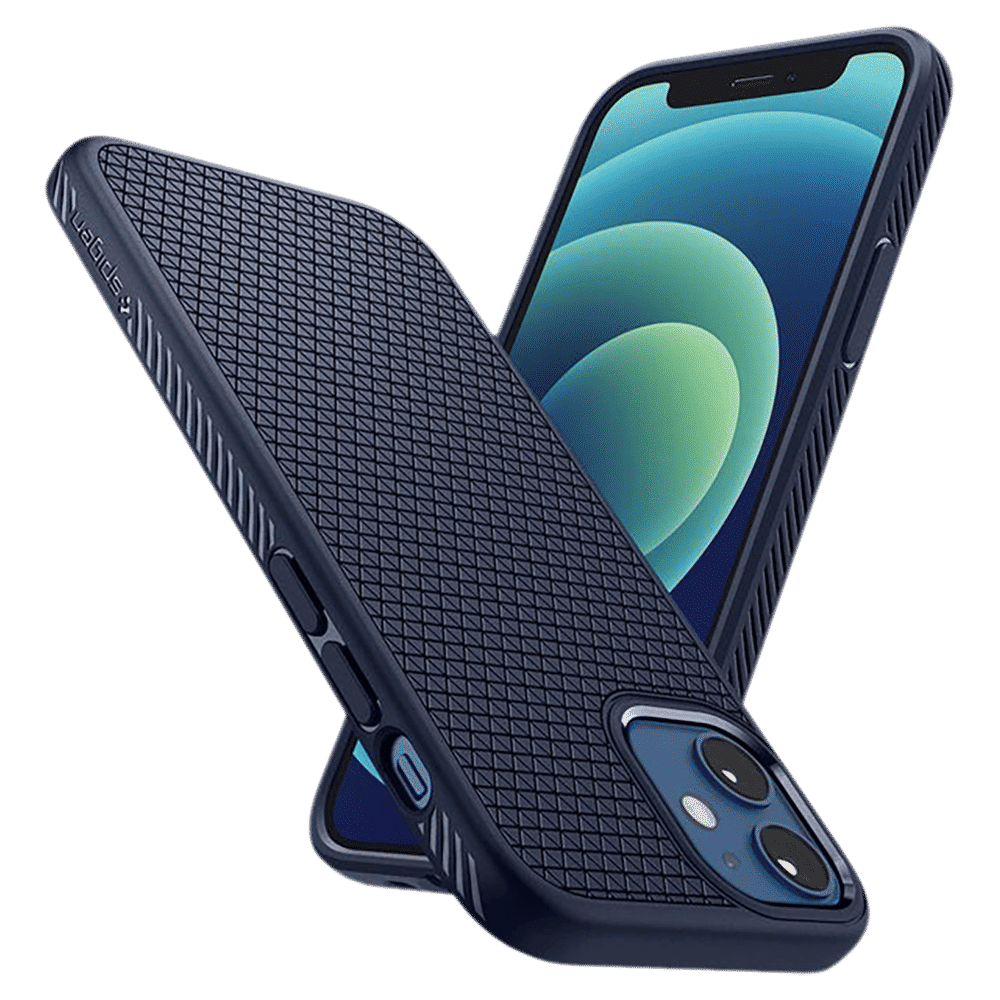 spigen Liquid Air TPU Back Cover for Apple iPhone 12 Mini (Supports Wireless Charging, Navy Blue)_9