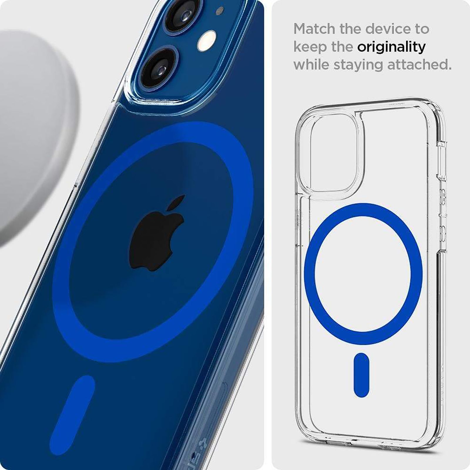 spigen Ultra Hybrid Mag TPU & Polycarbonate Back Cover for Apple iPhone 12 Mini (Air Cushion Technology, Blue)_16
