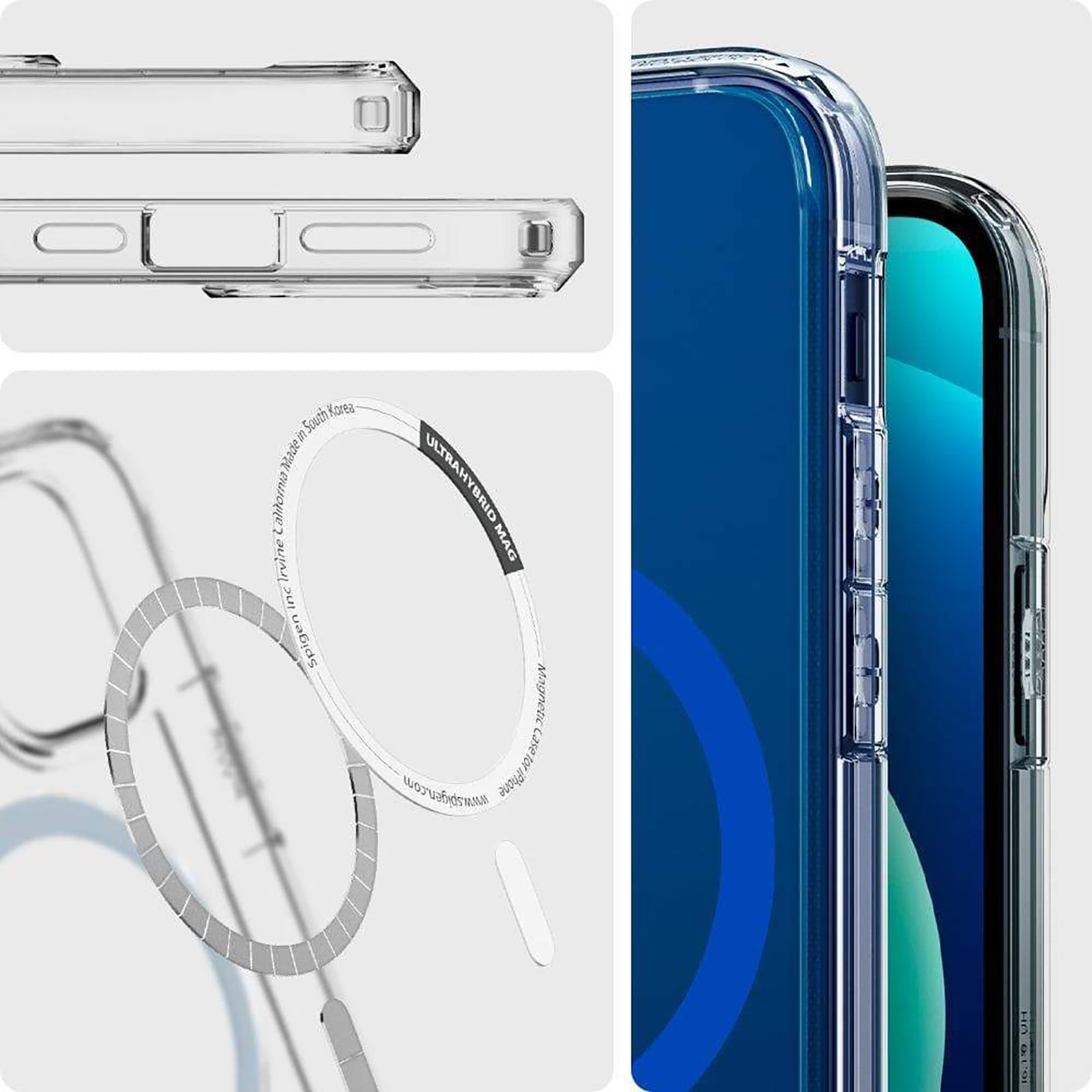 spigen Ultra Hybrid Mag TPU & Polycarbonate Back Cover for Apple iPhone 12 Mini (Air Cushion Technology, Blue)_17