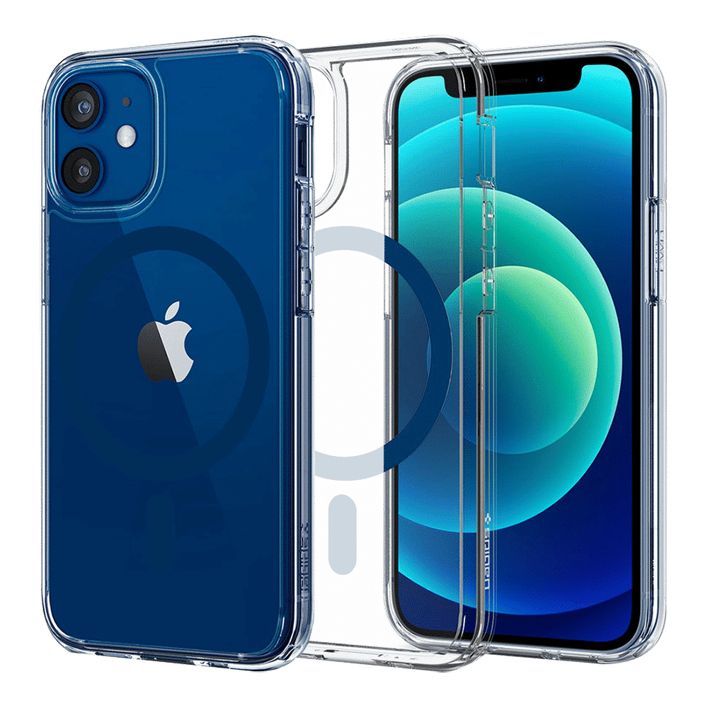 spigen Ultra Hybrid Mag TPU & Polycarbonate Back Cover for Apple iPhone 12 Mini (Air Cushion Technology, Blue)_4