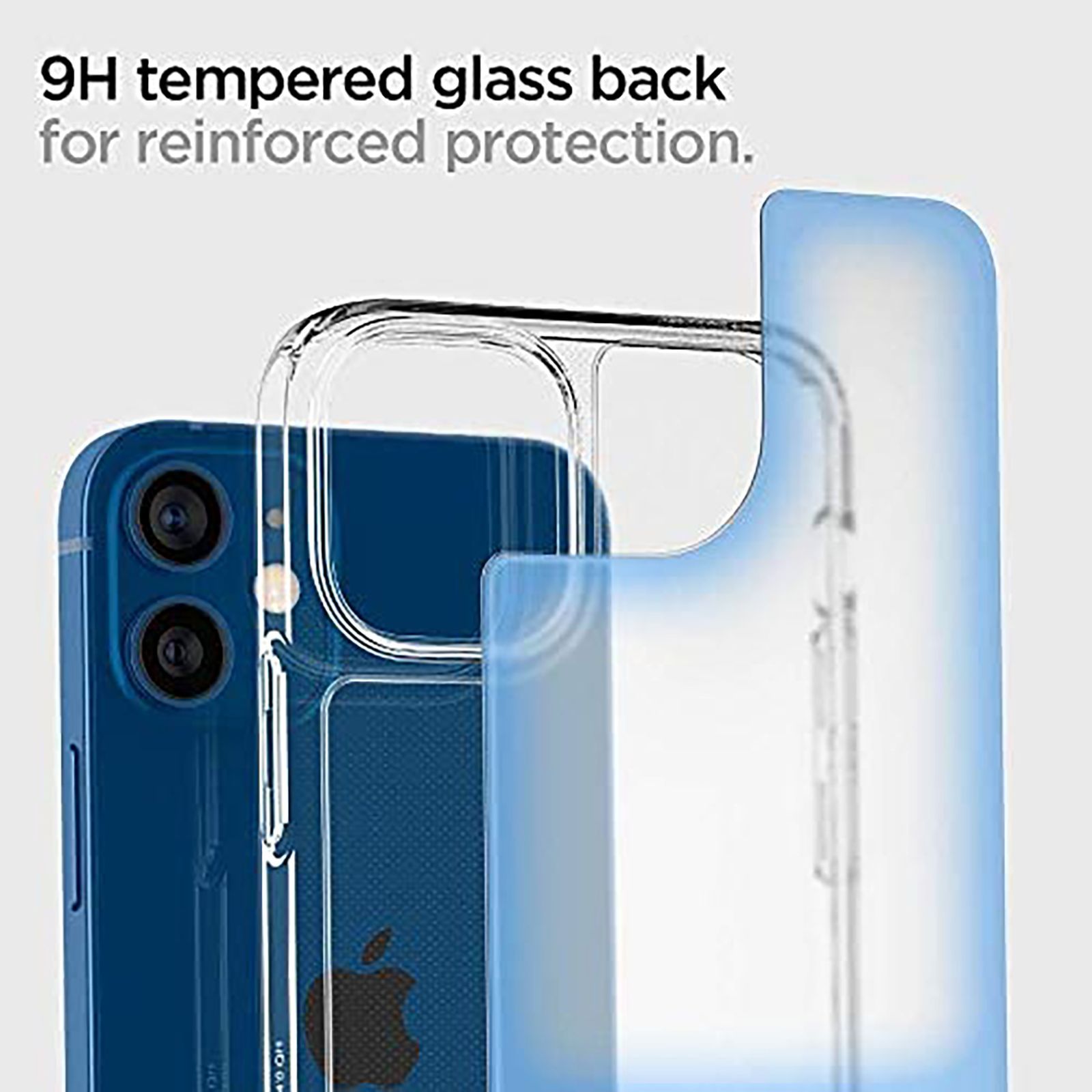 spigen Quartz Hybrid TPU & Tempered Glass Back Cover for Apple iPhone 12 Mini (Wireless Charging Compatible, Matte Clear)_10
