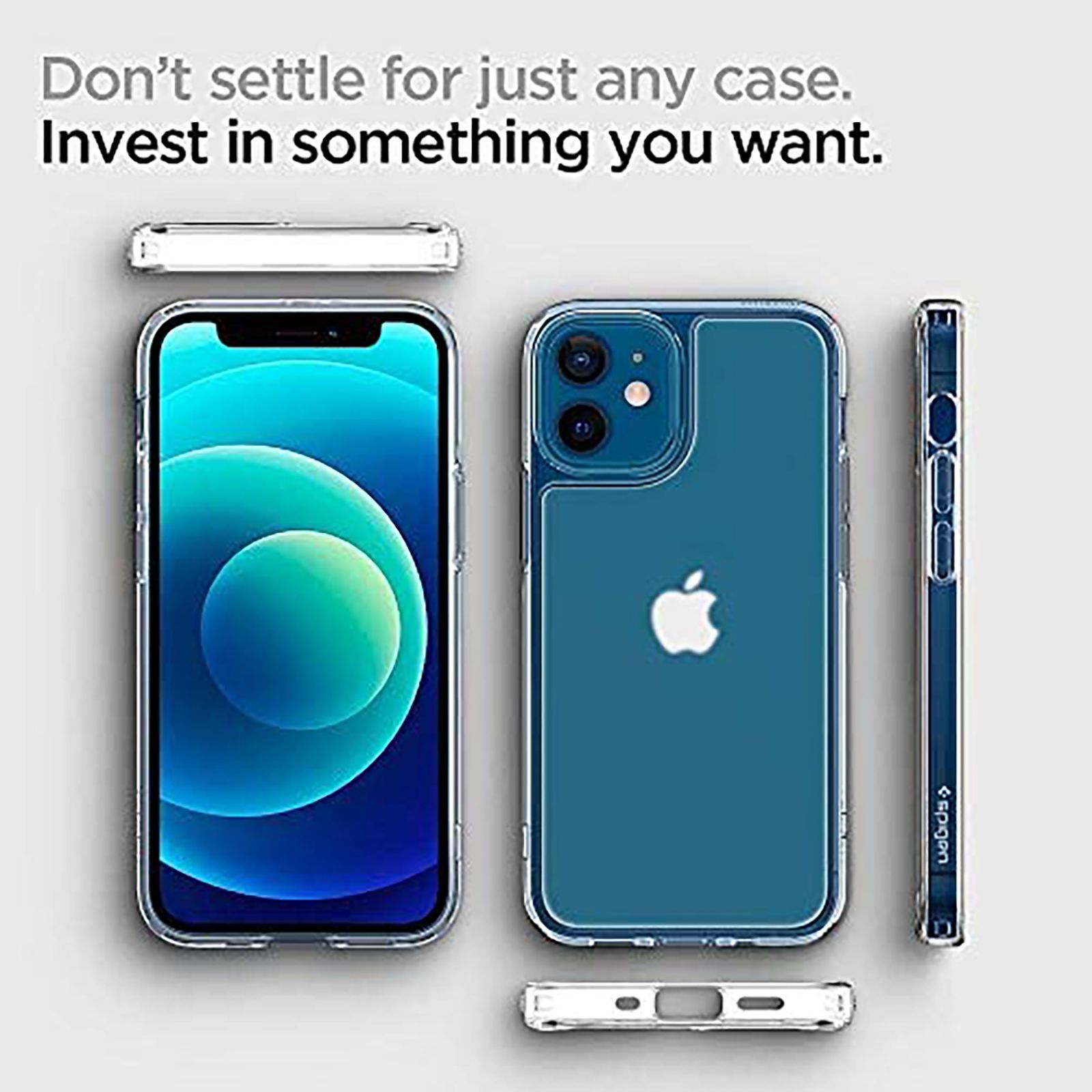 spigen Quartz Hybrid TPU & Tempered Glass Back Cover for Apple iPhone 12 Mini (Wireless Charging Compatible, Matte Clear)_3