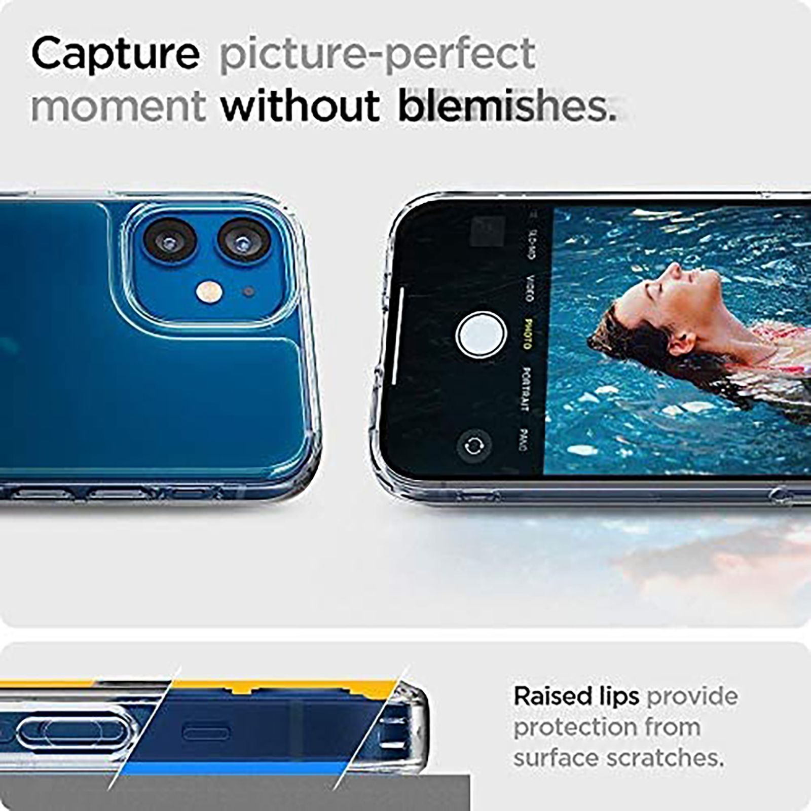 spigen Quartz Hybrid TPU & Tempered Glass Back Cover for Apple iPhone 12 Mini (Wireless Charging Compatible, Matte Clear)_4