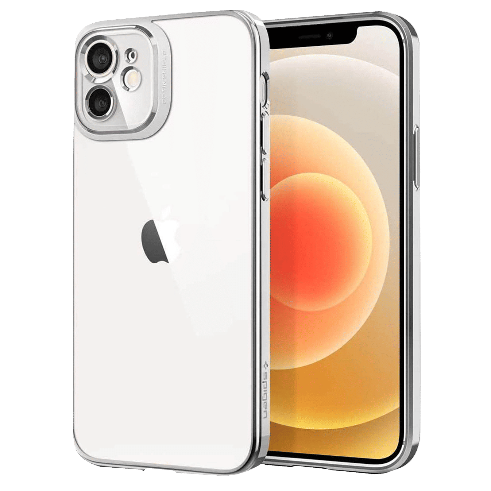 spigen Optik Crystal TPU Back Cover for Apple iPhone 12 Mini (Wireless Charging Compatible, Chrome Silver)_1