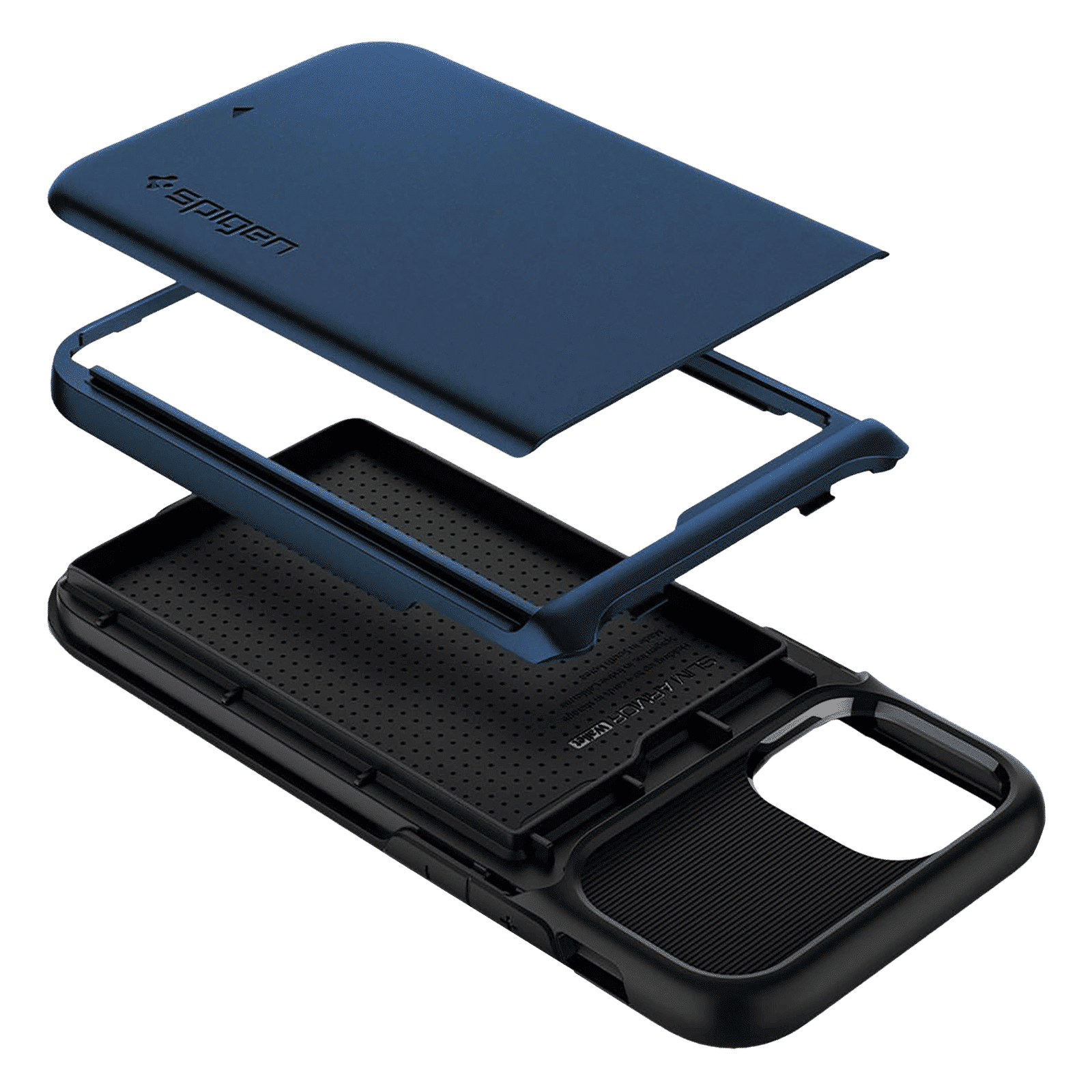 spigen Slim Armor Wallet TPU & Polycarbonate Back Cover for Apple iPhone 12 Mini (Air Cushion Technology, Navy Blue)_9