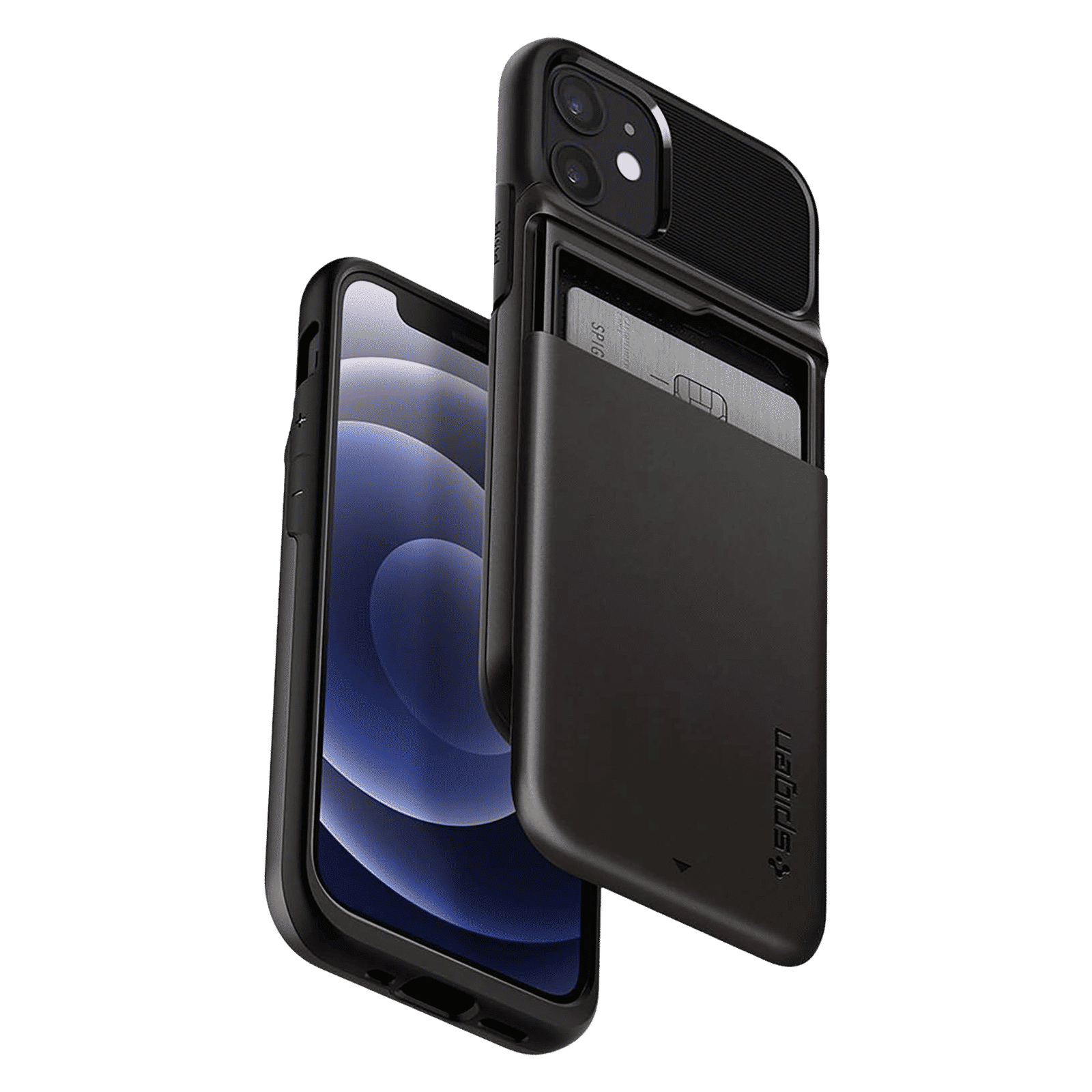 spigen Slim Armor Wallet TPU & Polycarbonate Back Cover for Apple iPhone 12 Mini (Air Cushion Technology, Gunmetal)_10