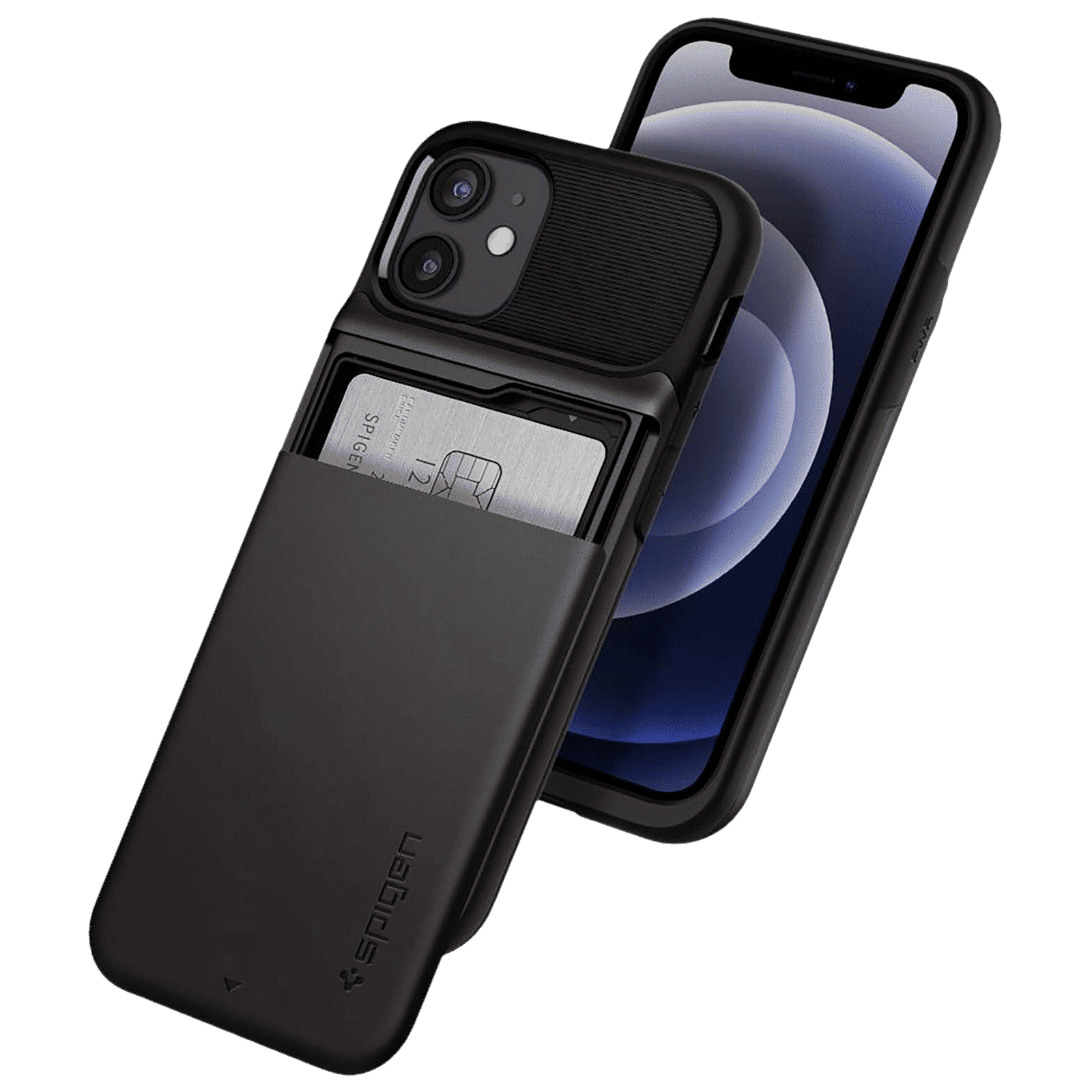 spigen Slim Armor Wallet TPU & Polycarbonate Back Cover for Apple iPhone 12 Mini (Air Cushion Technology, Gunmetal)_11