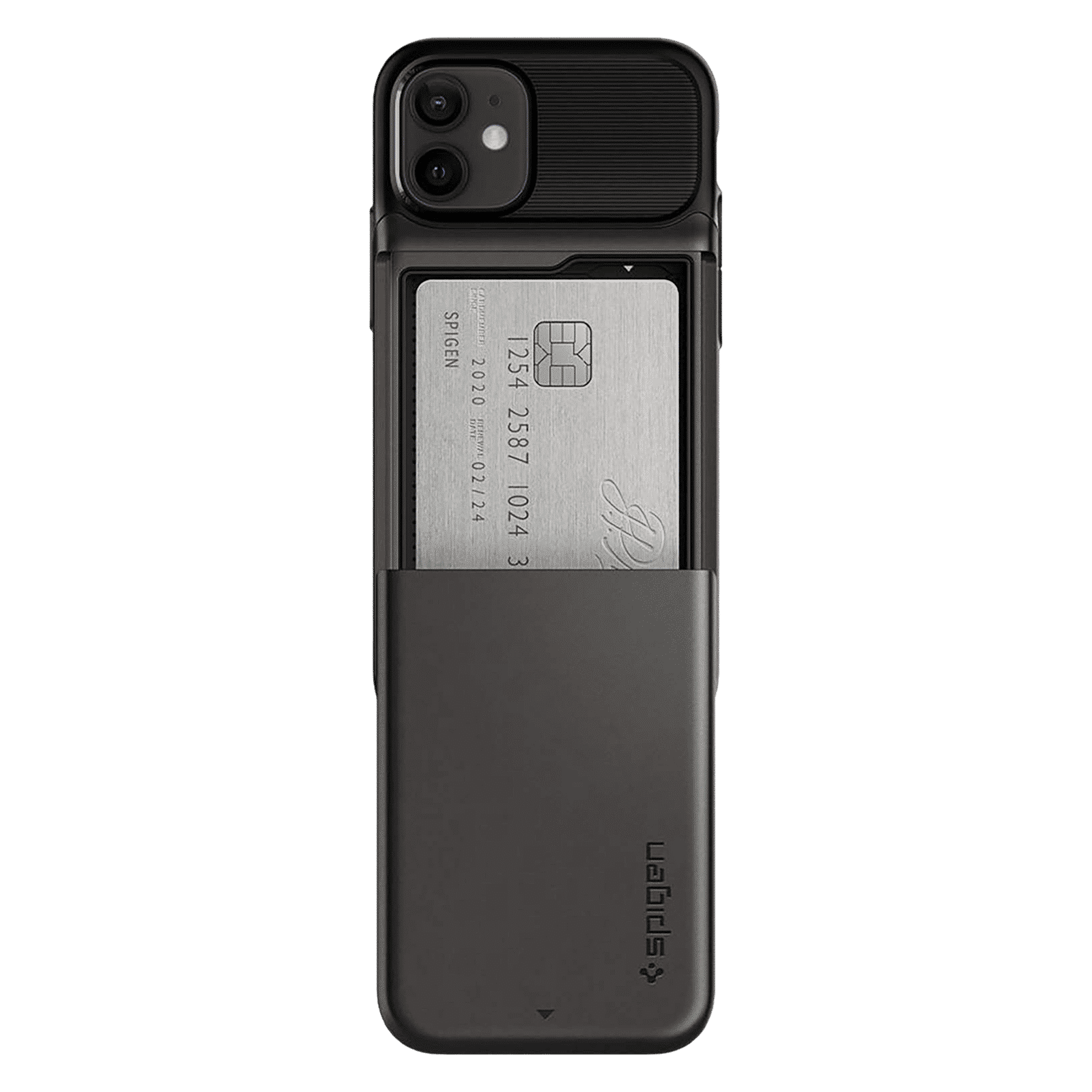 spigen Slim Armor Wallet TPU & Polycarbonate Back Cover for Apple iPhone 12 Mini (Air Cushion Technology, Gunmetal)_4
