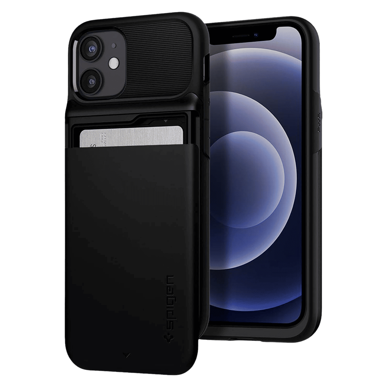 spigen Slim Armor Wallet TPU & Polycarbonate Back Cover for Apple iPhone 12 Mini (Air Cushion Technology, Black)_1
