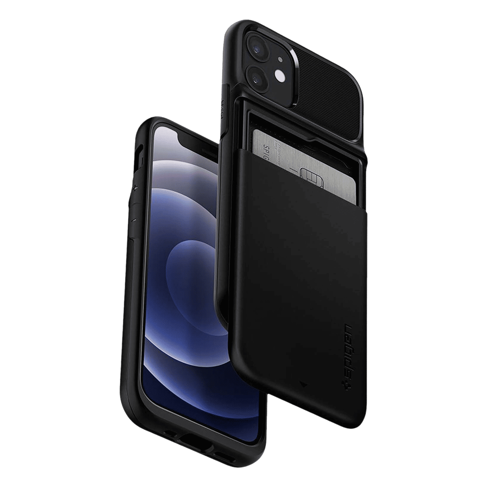 spigen Slim Armor Wallet TPU & Polycarbonate Back Cover for Apple iPhone 12 Mini (Air Cushion Technology, Black)_10