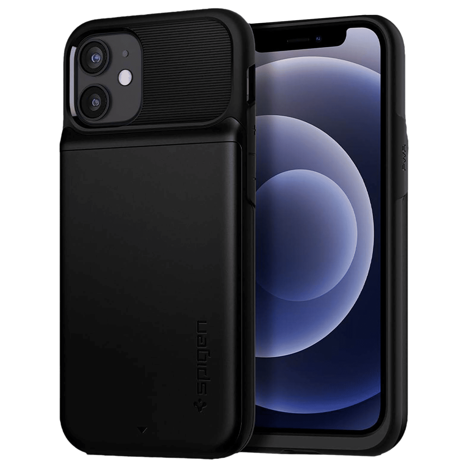 spigen Slim Armor Wallet TPU & Polycarbonate Back Cover for Apple iPhone 12 Mini (Air Cushion Technology, Black)_12