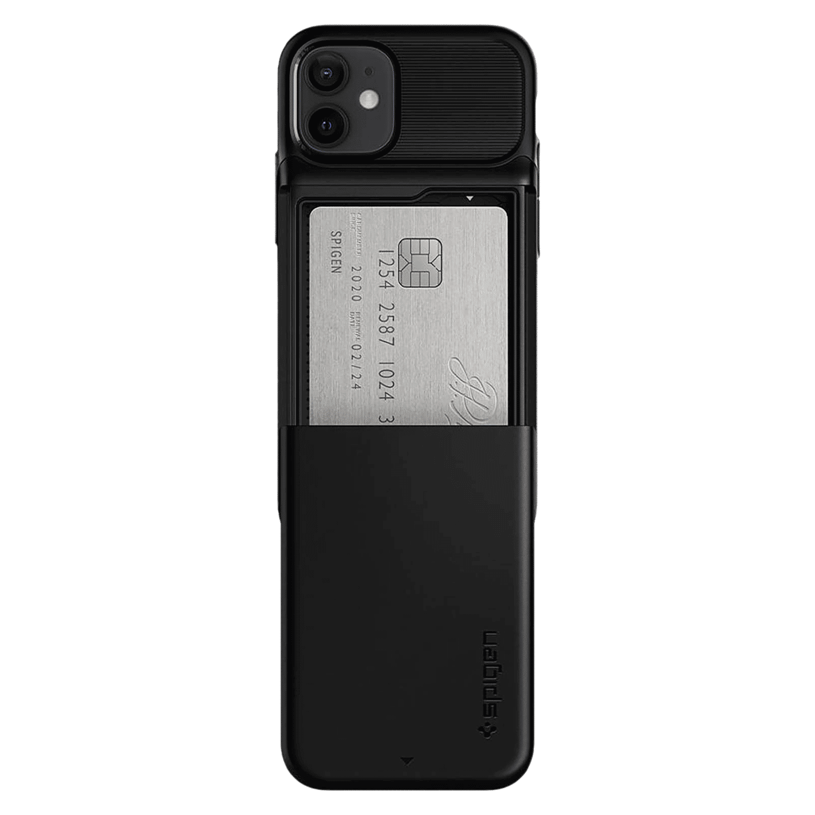 spigen Slim Armor Wallet TPU & Polycarbonate Back Cover for Apple iPhone 12 Mini (Air Cushion Technology, Black)_4
