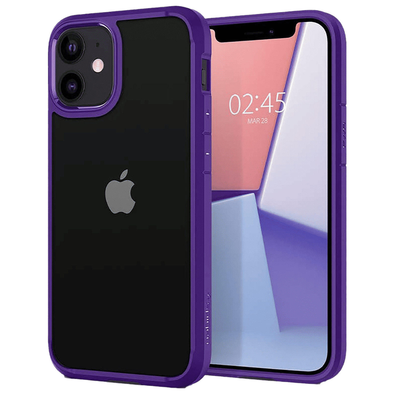 spigen Crystal Hybrid TPU Back Cover for Apple iPhone 12 Mini (Wireless Charging, Hydrangea Purple) spigen Crystal Hybrid TPU Back Cover for Apple iPhone 12 Mini (Wireless Charging, Hydrangea Purple)_1