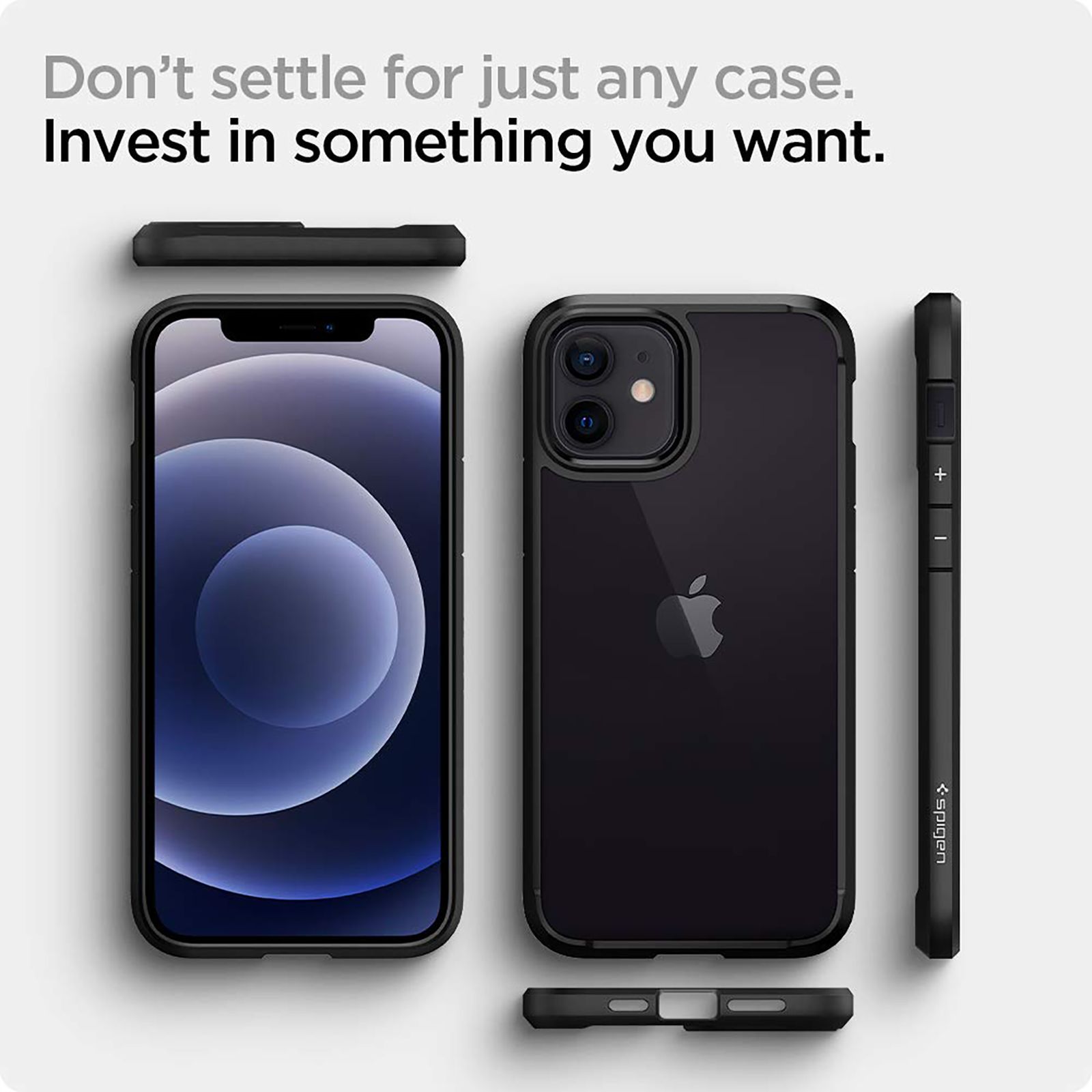 spigen Ultra Hybrid TPU & Polycarbonate Back Cover for Apple iPhone 12 Mini (Air Cushion Technology, Matte Black)_11