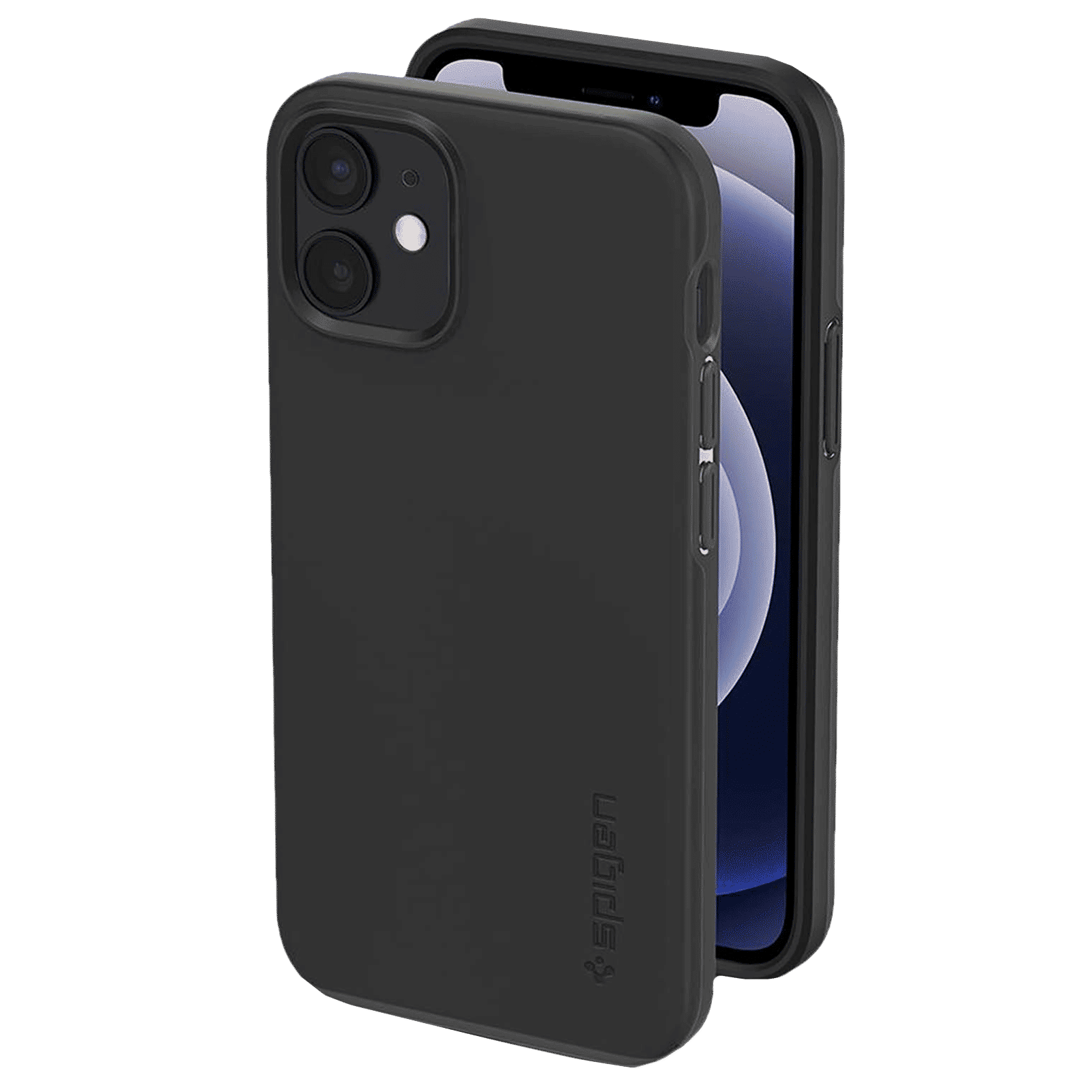 spigen Thin Fit TPU & Polycarbonate Back Cover for Apple iPhone 12 Mini (Wireless Charging Compatible, Black)_8