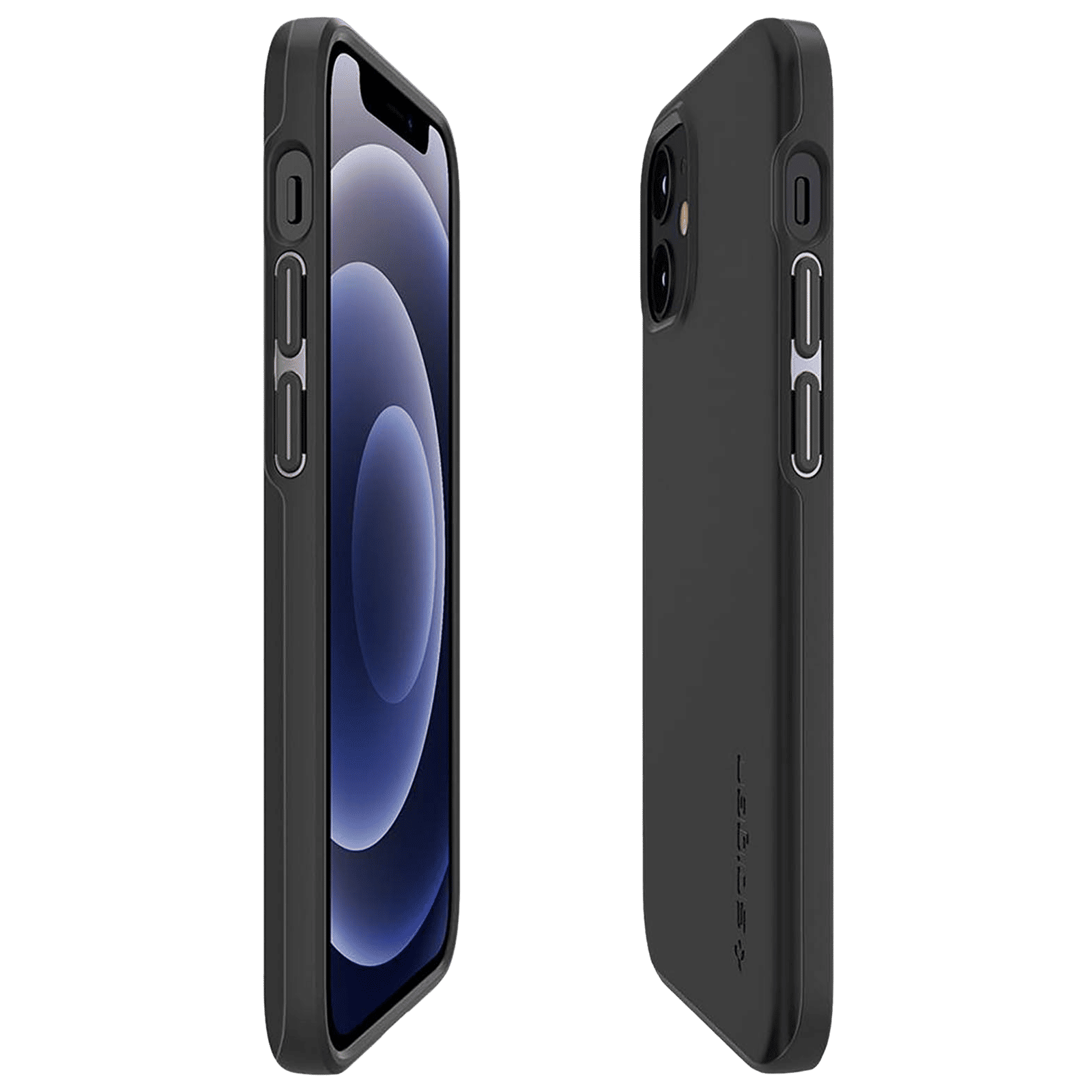 spigen Thin Fit TPU & Polycarbonate Back Cover for Apple iPhone 12 Mini (Wireless Charging Compatible, Black)_9