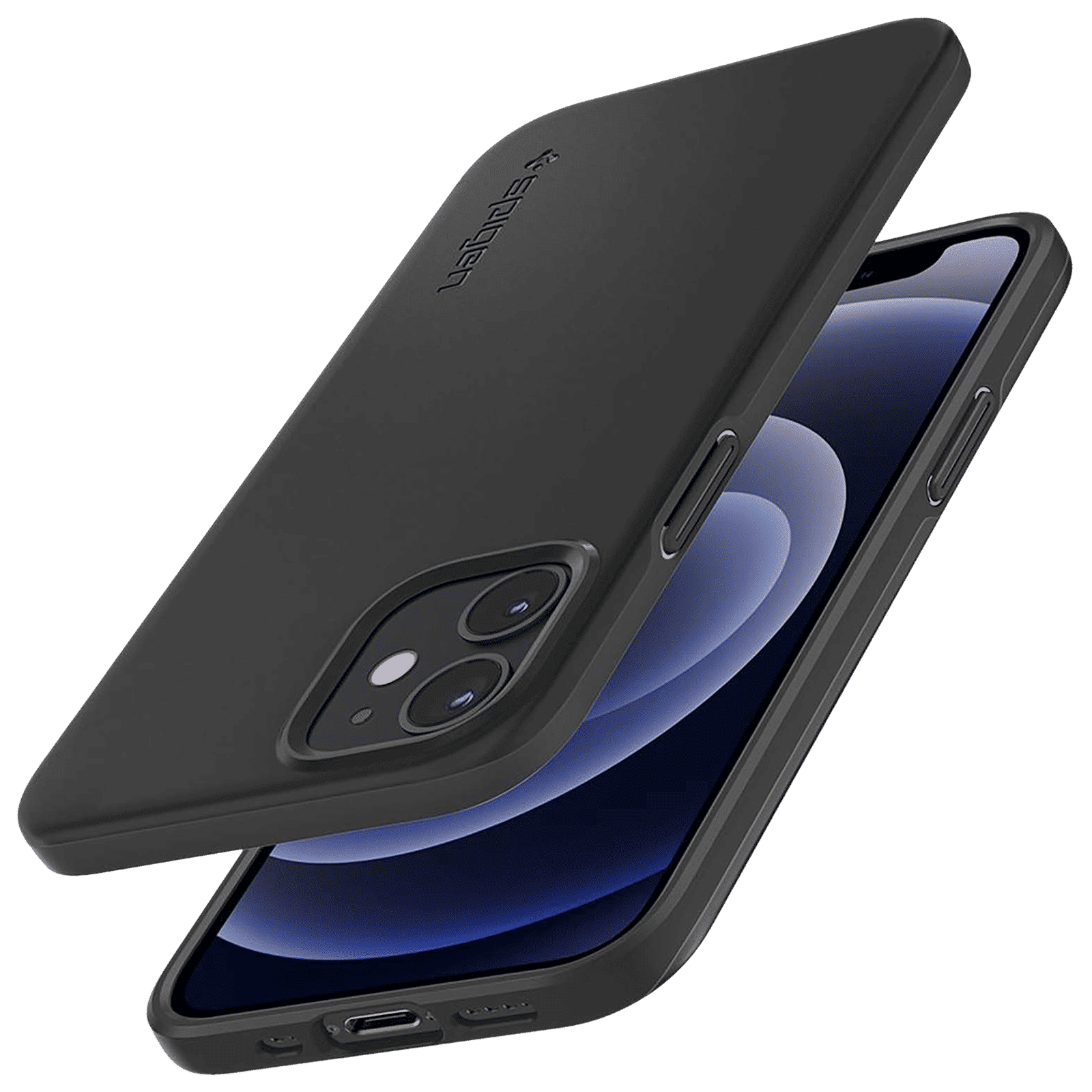 spigen Thin Fit TPU & Polycarbonate Back Cover for Apple iPhone 12 Mini (Wireless Charging Compatible, Black)_11