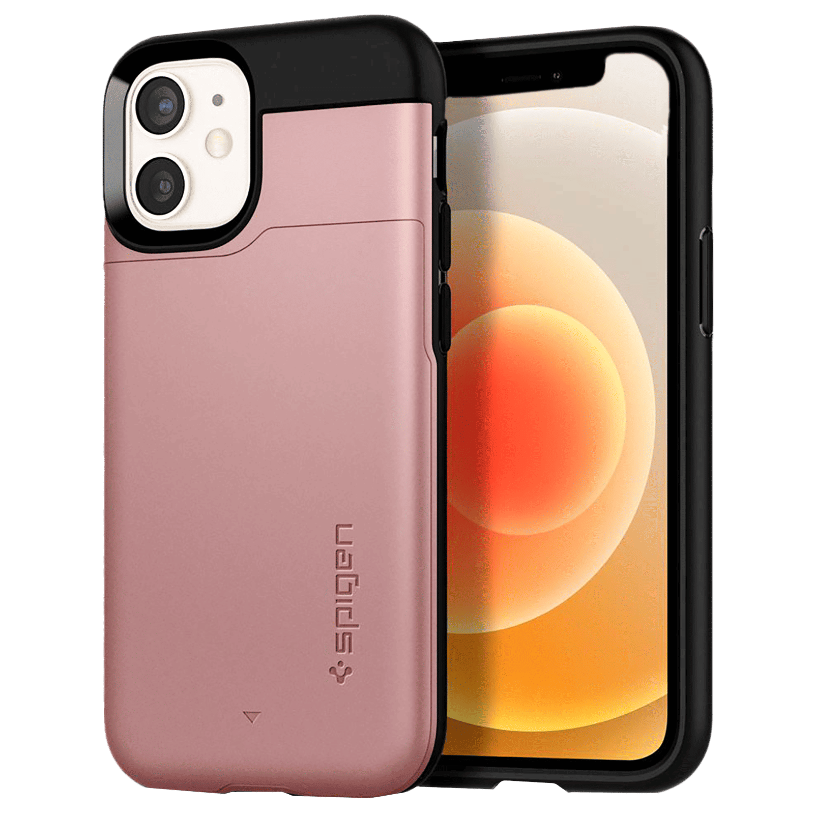 spigen Slim Armor CS Hard & Soft TPU & Polycarbonate Back Cover for Apple iPhone 12 Mini (Air Cushion Technology, Rose Gold)_1